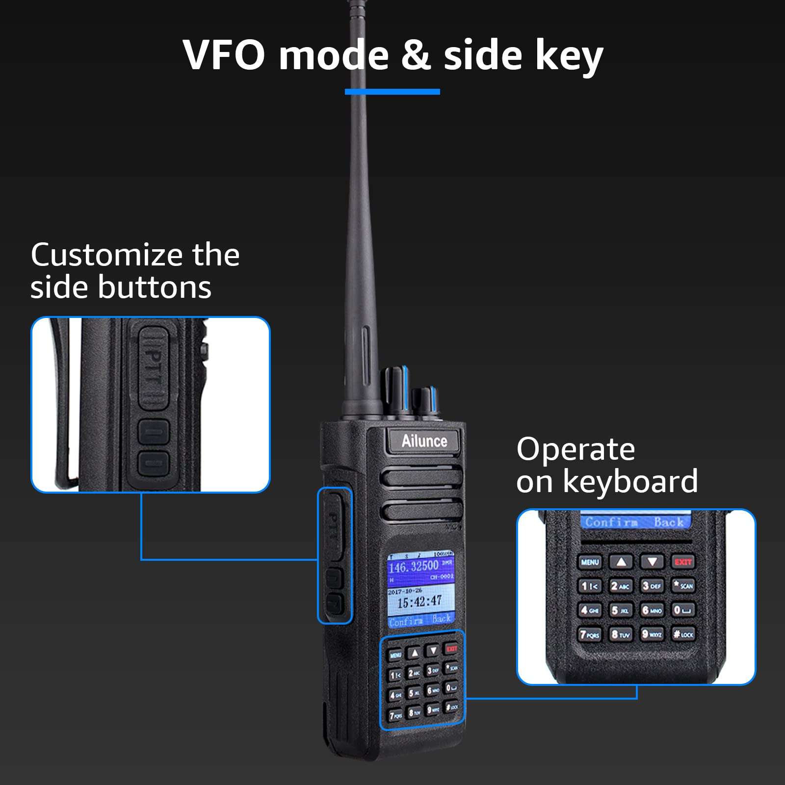 Ailunce HD1 Ham Radio, Professional Dual Band DMR/Analog Two-Way Radio - IP67 Waterproof Walkie Talkie with 3200mAh USB-C, Group Call/SOS Alert for School Security & Emergency Response 3