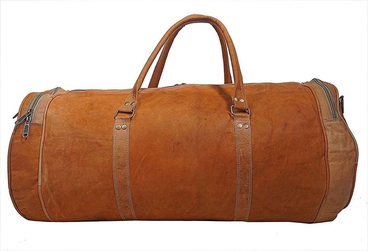 Anshika International Leather 26 Inch Vintage Cabin Luggage Travel Duffle Bag for Men and Women 4