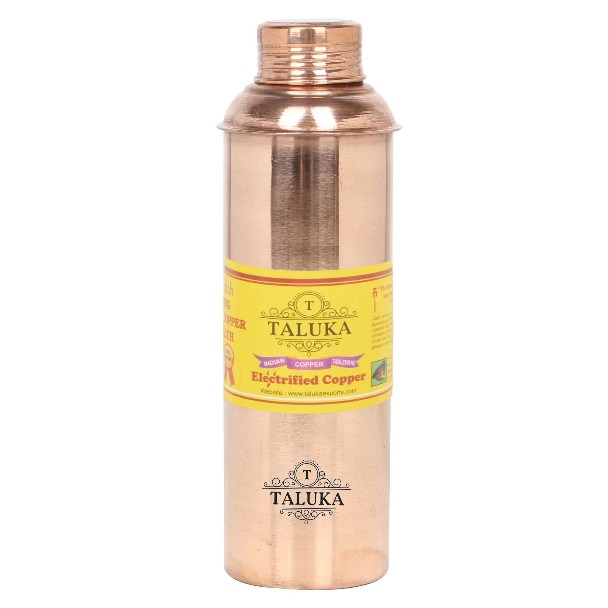 Taluka Apple Design Pure Copper Water Pot Dispenser Matka Water Tank Water Storage Capacity :- 16 Liter Weight :- 1600 Grams With Set of 3 Bisleri Design Bottle 800 ML EACH Bottle for use Storage Drinking Water Restaurant Hotel Home Ware Gift Item 6