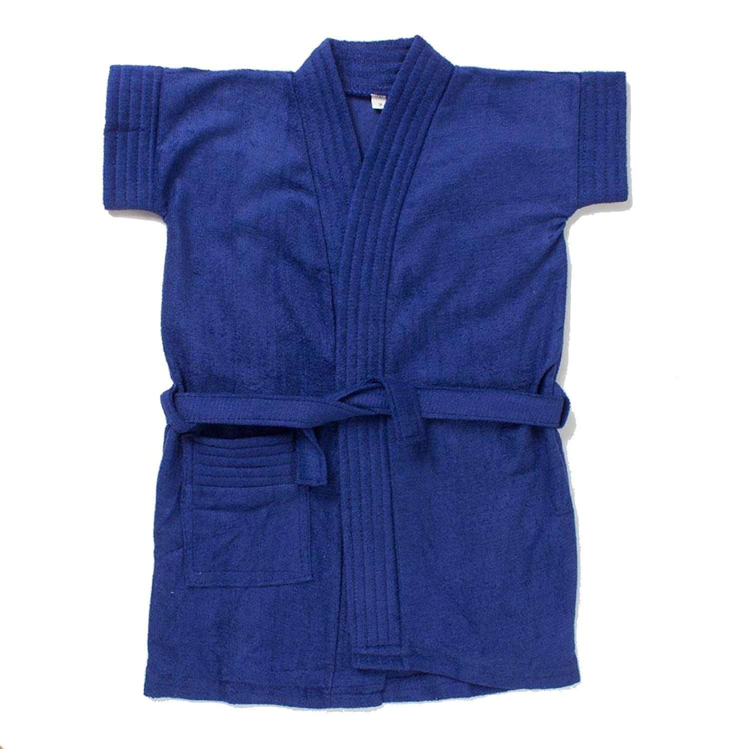Sanddune Kids Boy Bathrobe |100% Terry Cotton Shower Gown | Half Sleeve Knee Length Kids Boy Bath Robes | Pocket with Waist belt Kid Boy Bathrobes |Dark Blue Bathrobe 1