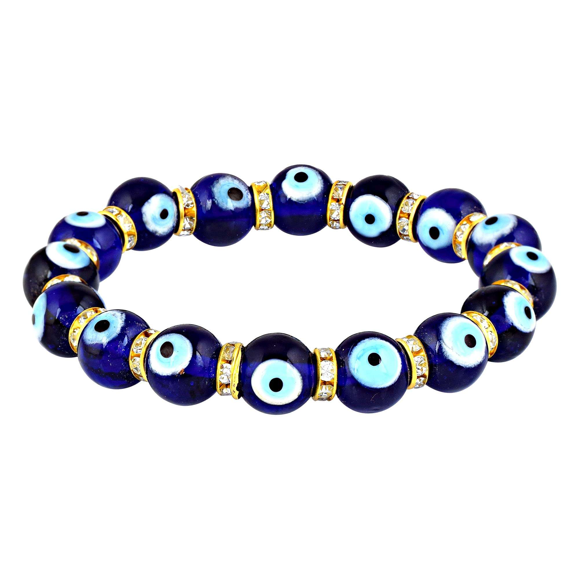 Morir Handmade Dark Blue Murano Glass Turkish Evil Eye Bead Protection Nazar Stackable Bracelet Evil Eyes Jewelry for Men Women Girls Family Friends 1