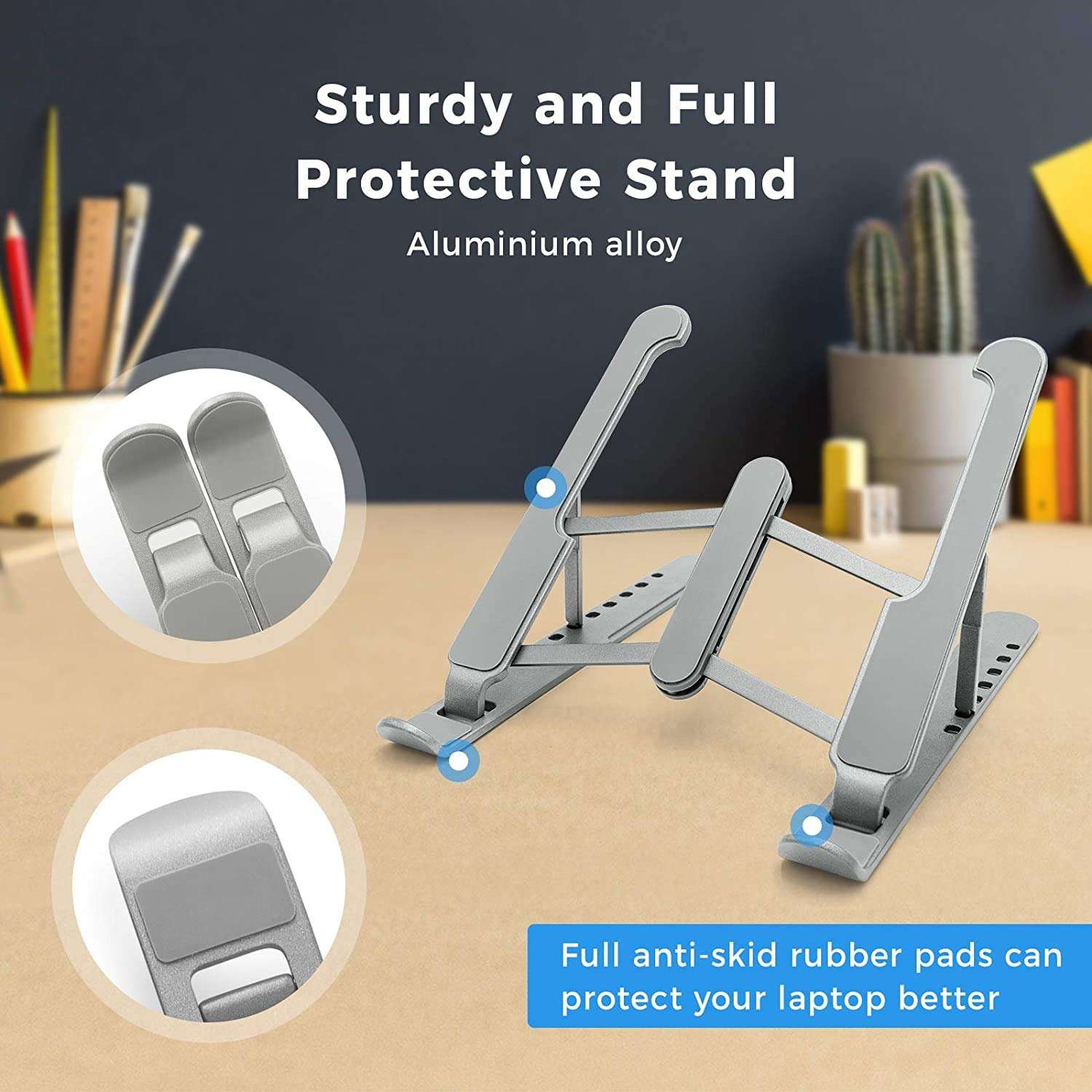 Prakal Laptop Stand, Licheers Portable Computer Stand Plastic Foldable Notebook Stand with 7 Levels Height Adjustment Compatible for 11-17 Inch Devices 6