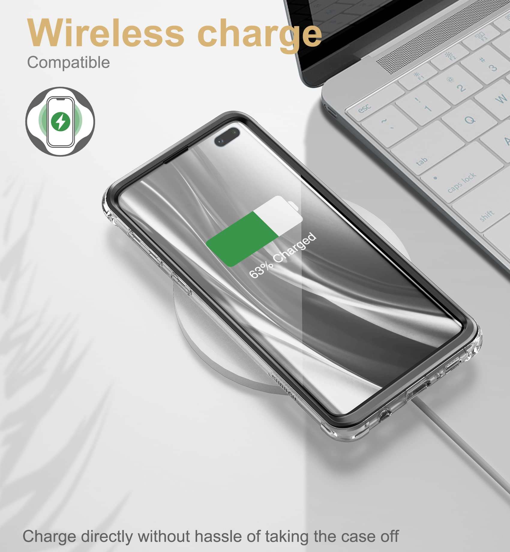 SURITCH Case for Galaxy S10 Plus [Built-in Screen Protector] Matte Black Full-Body Protection Shockproof Rugged Hard Cover for Samsung Galaxy S10 Plus [Compatible with Fingerprint Sensor (Black) 5