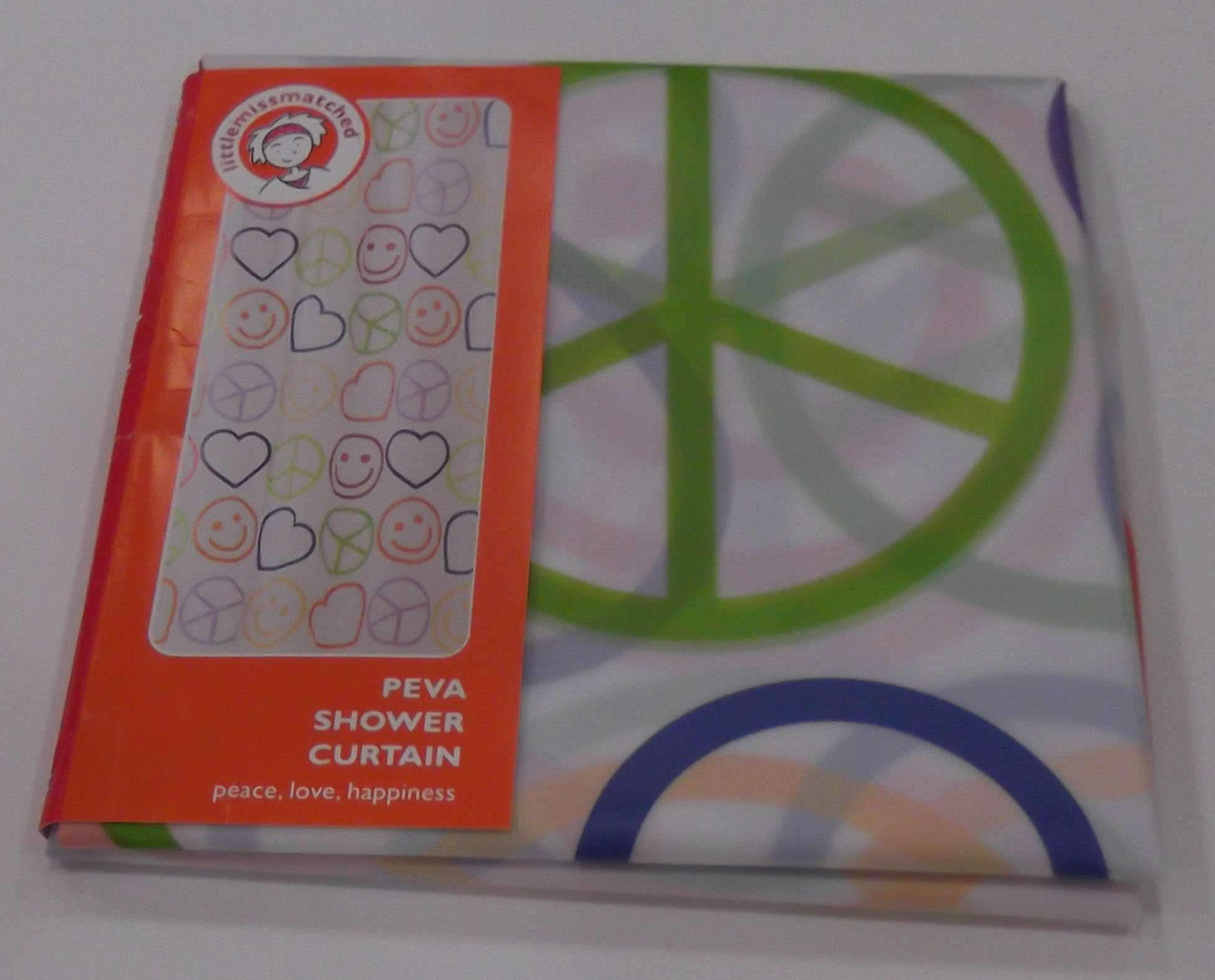 Little miss Peace, Love & Happiness Peva Shower Curain 1