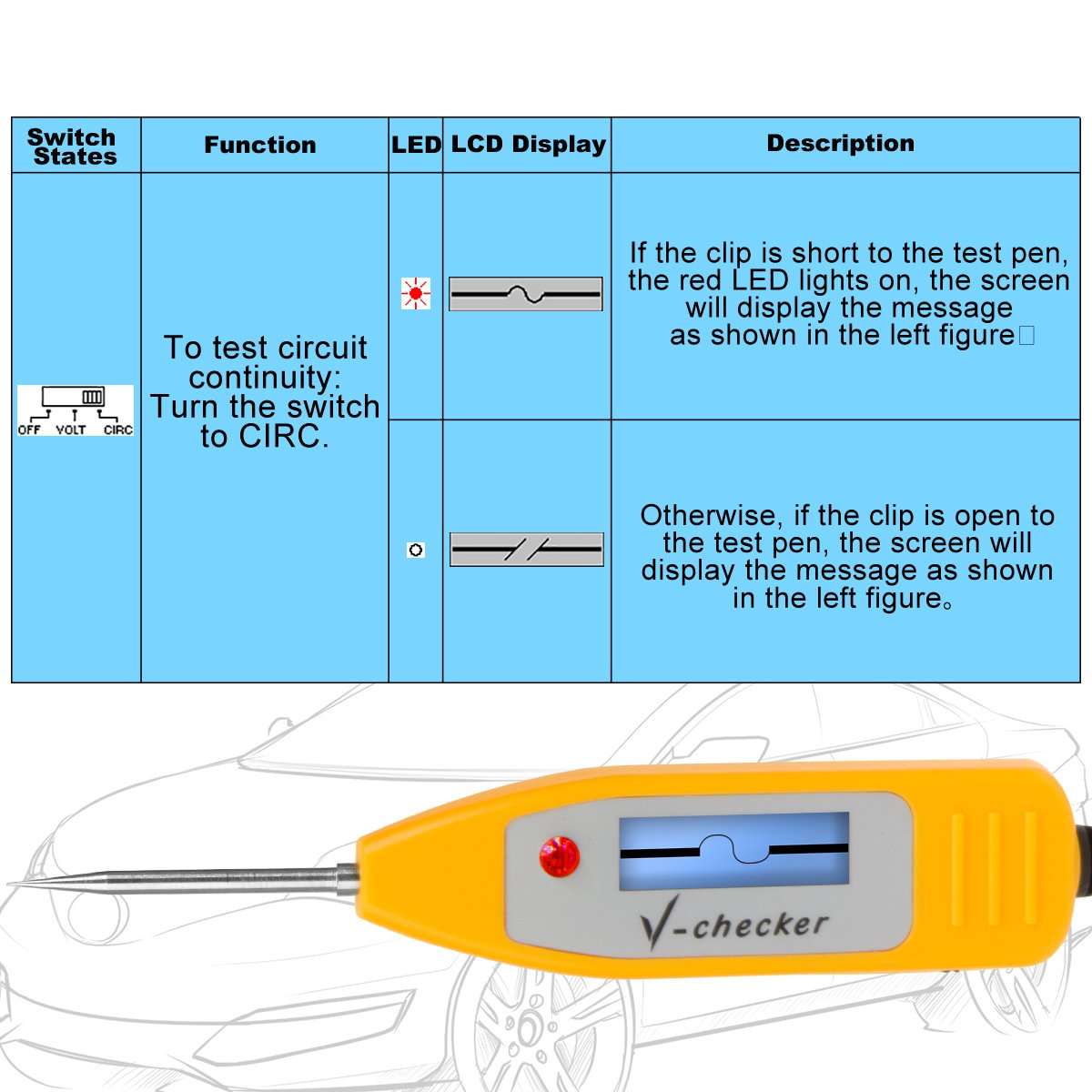 V-CHECKER T701 Automotive Multi-Meter Oscilloscope Tool Circuit Tester Pencil Muti-Function Electrical Test Pen 3