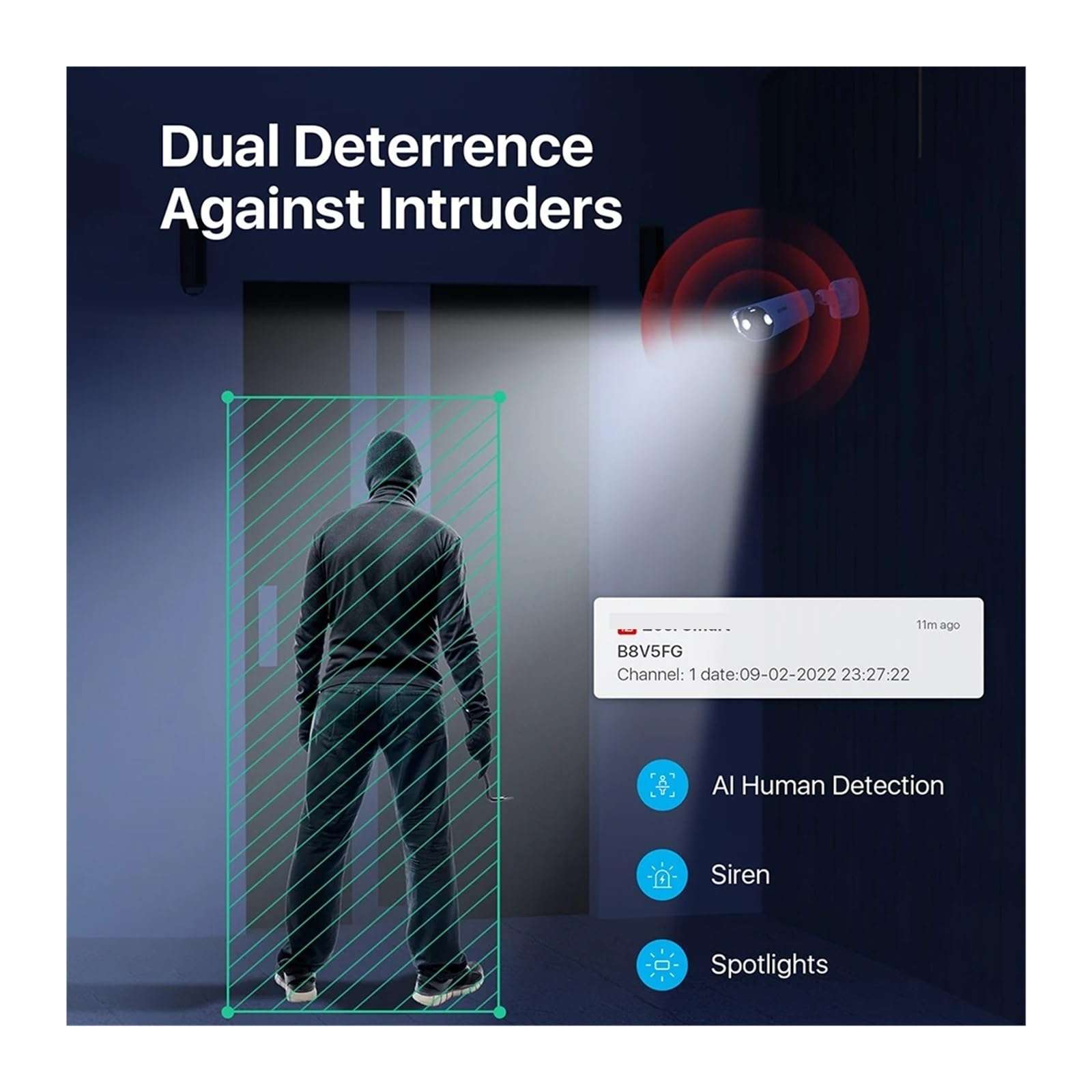 QDVOPHZA 8MP CCTV System 8CH H.265+ 4K Ultra HD PoE NVR Kit 2-Way Audio Spotlight Siren Outdoor Video Surveillance IP Camera Set(None,4 Bullet 4 Dome) 4