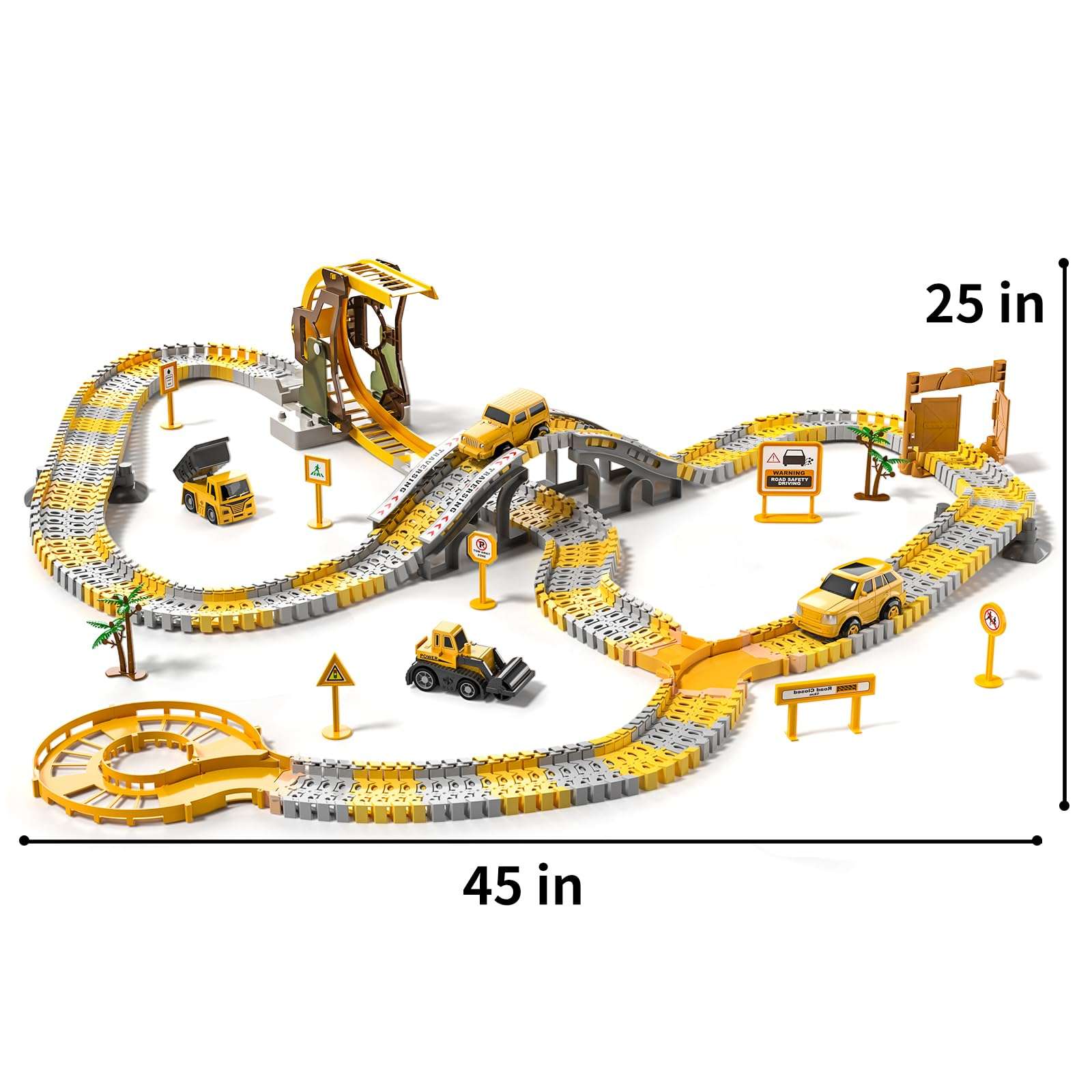 TEMI 252 PCS Construction Toys Race Tracks for 3 4 5 6 Year Old Boys, Flexible Track Playset and 8 PCS Construction Car for 3 4 5 6 7 8 Year Old boy Girls Best Gift 3