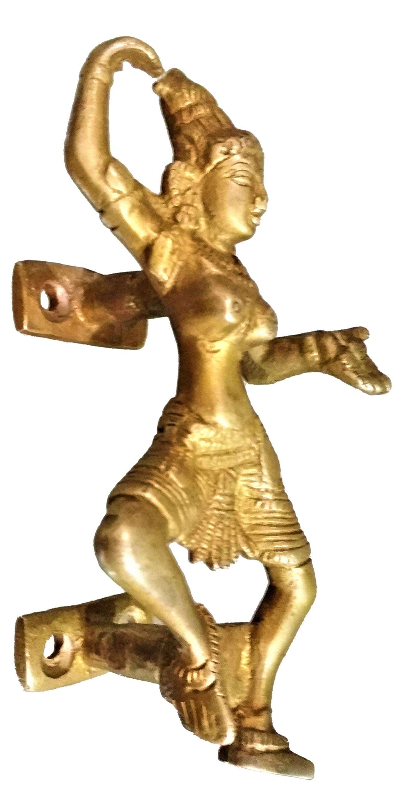 Purpledip Brass Door Handle 'Dancing Diva': Decorative Door/Window/Cupboard Handle (10822A) 2