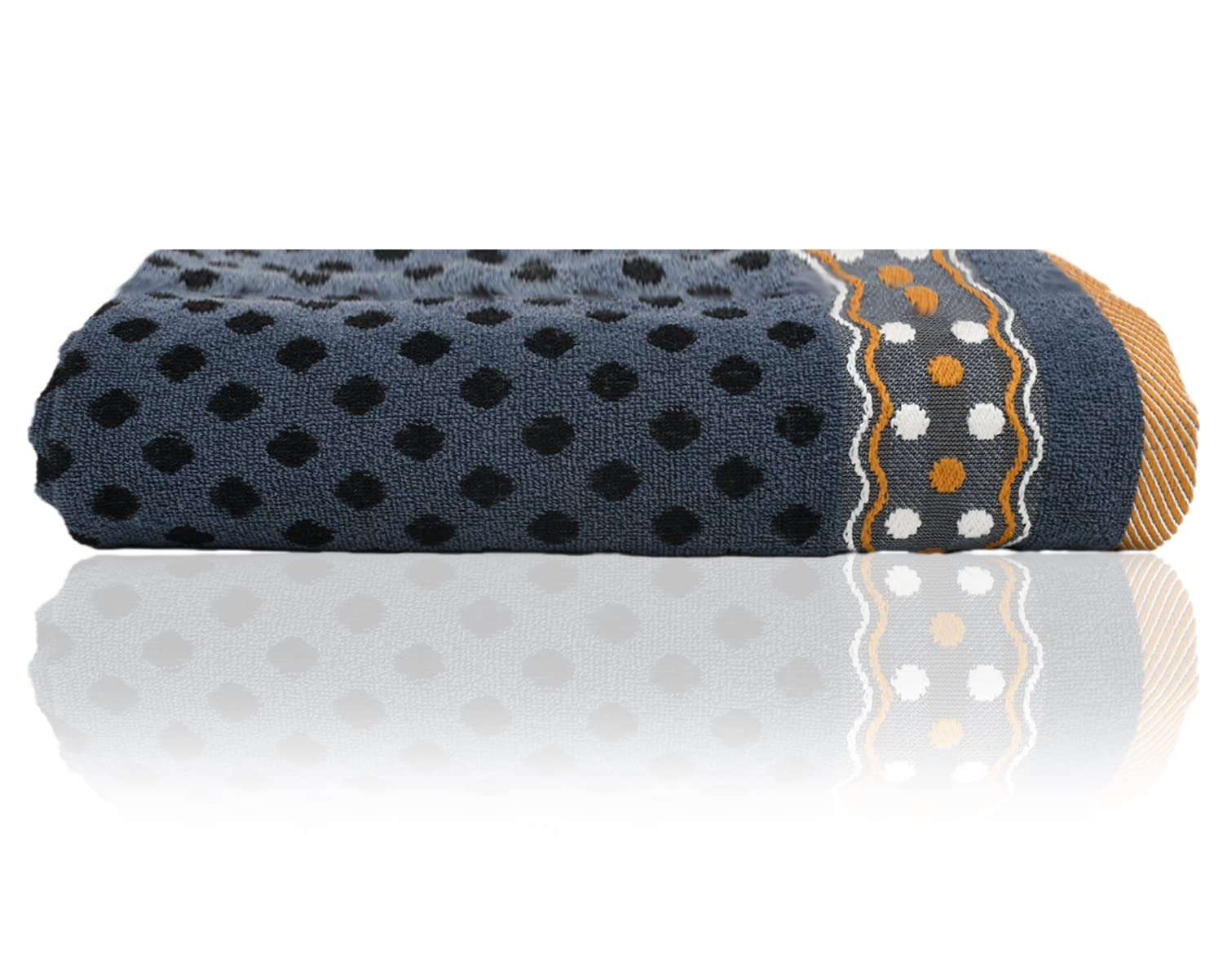 Heart Home Dot Printed Super Soft, Fluffy, and Absorbent Cotton Bath Towel, 30"x60" - Pack of 2 (Blue & Brown)-50HH01804 3