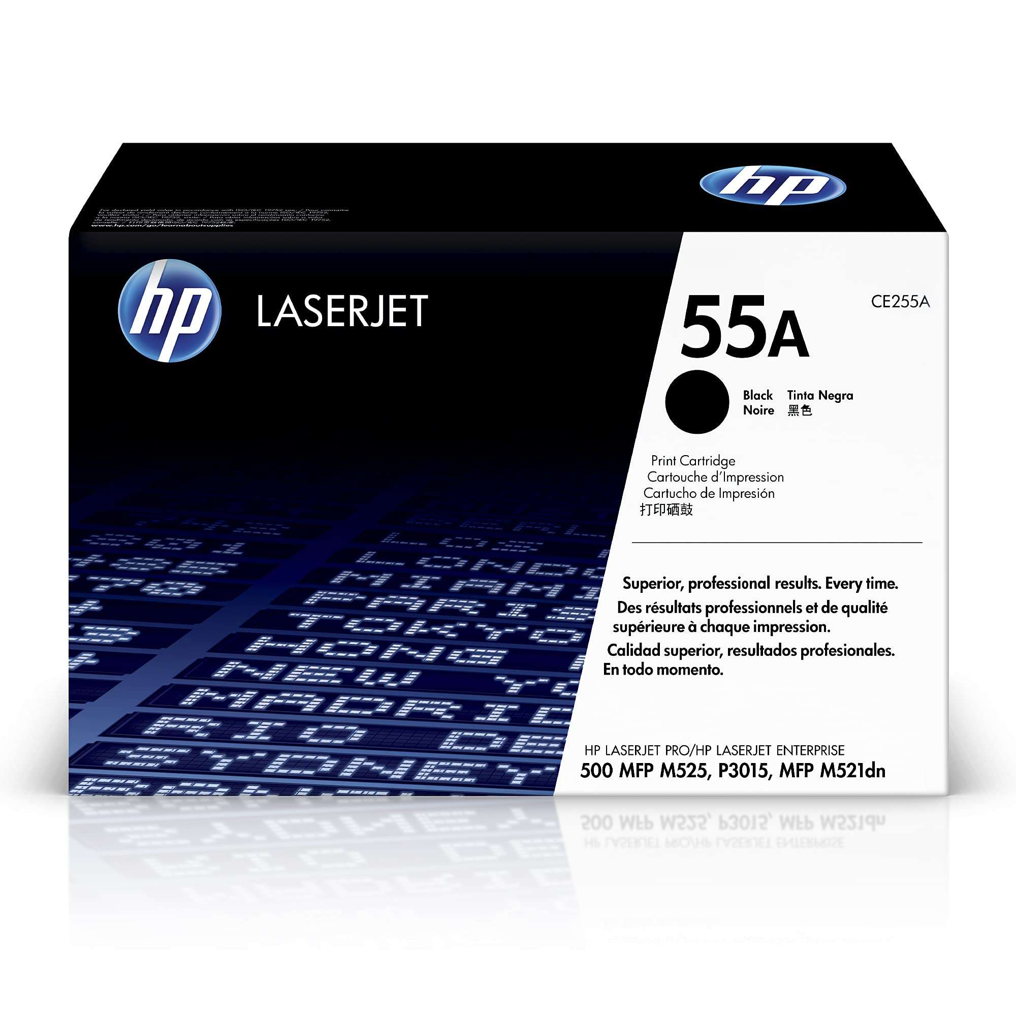 HP 55A Black Toner Cartridge for HP Printers | Works with Printer Series: LaserJet Enterprise 500 MFP M525, P3015, LaserJet Pro MFP M521 | CE255A 1