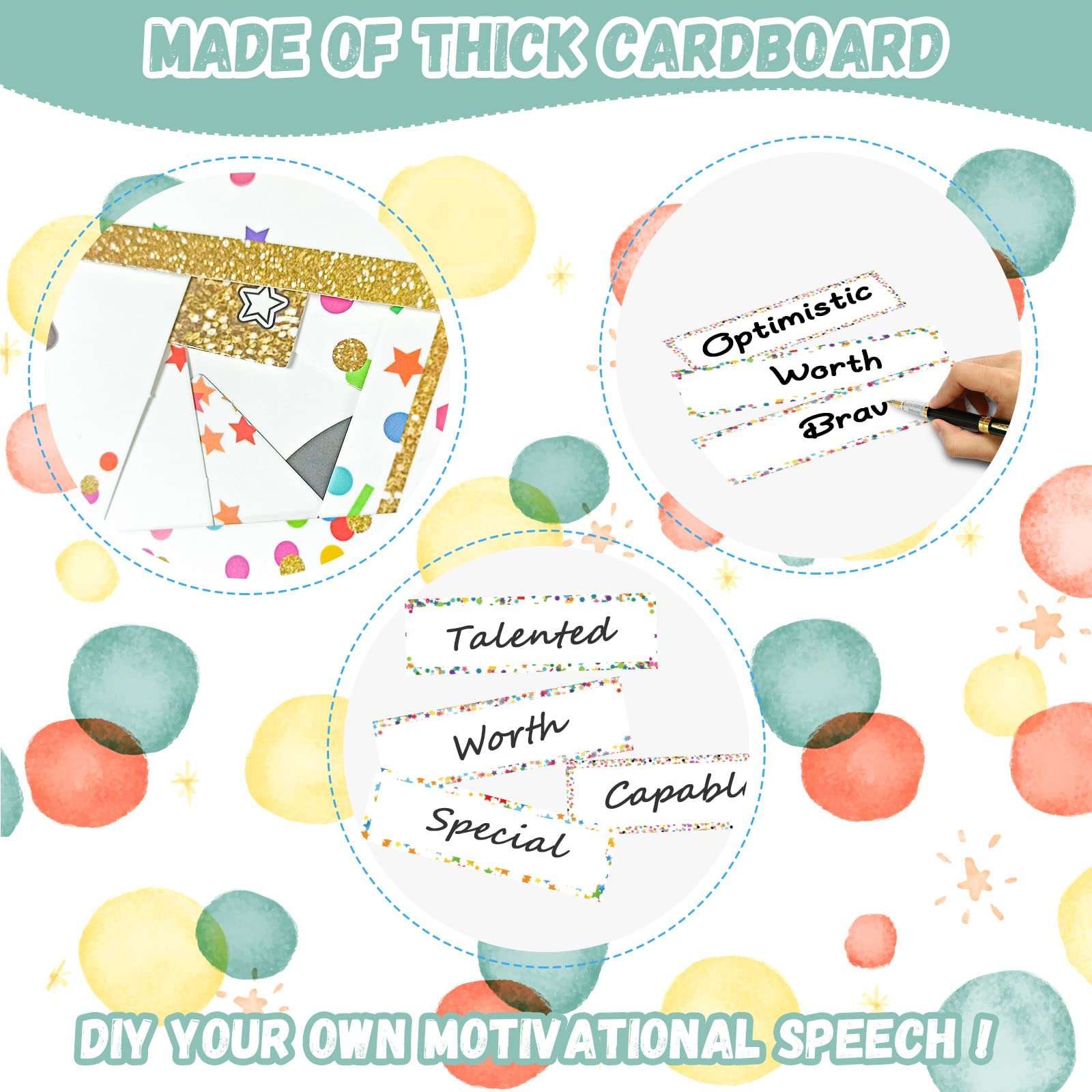 Back to School Confetti Classroom Decor Motivational Bulletin Board Set Decorations Positive Inspirational Quotes Paper Cutouts for Classroom School Office Home Door Wall Art Decoration 4