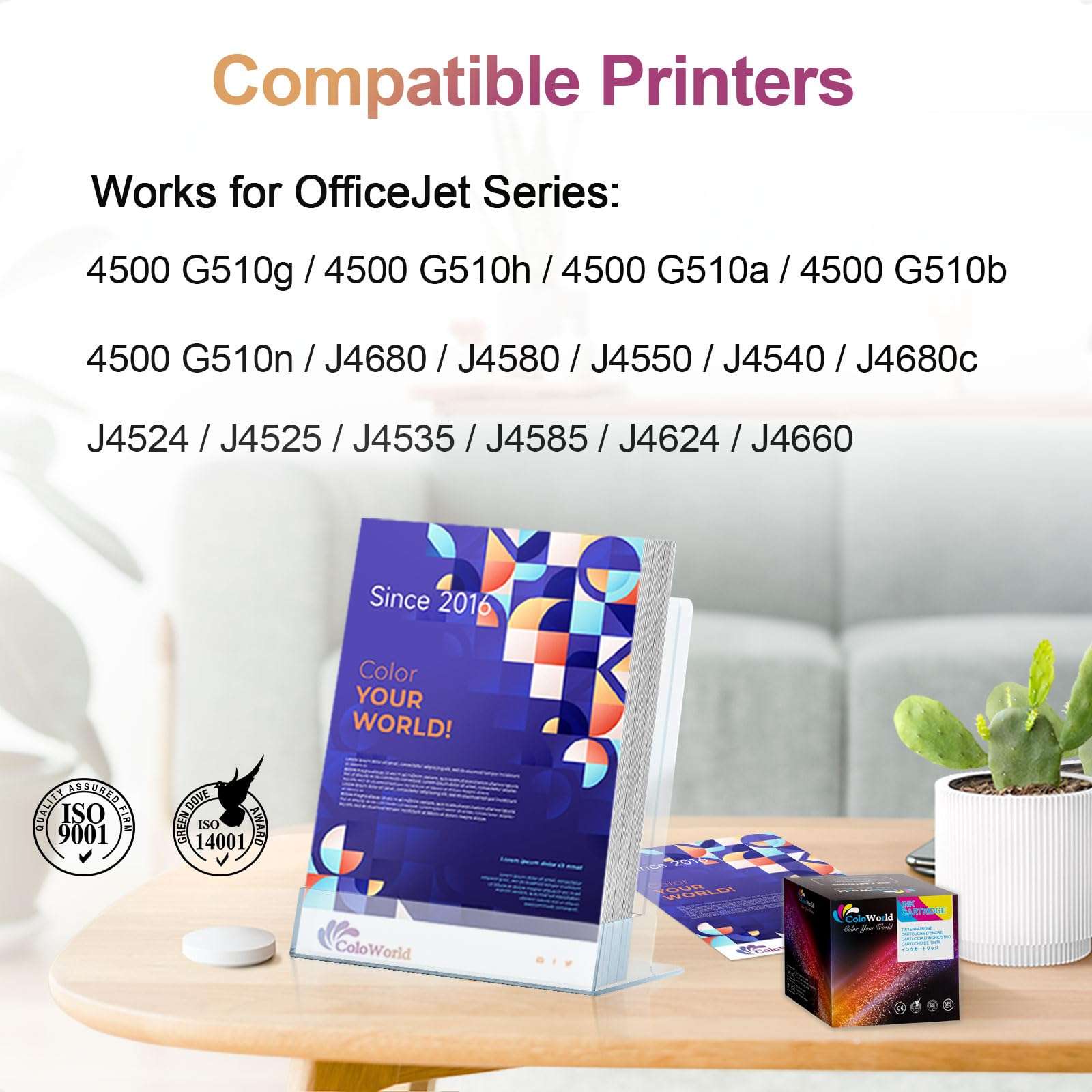 ColoWorld Remanufactured 901 Ink Cartridge Replacement for HP 901 XL Combo Pack Work with OfficeJet J4550 J4680 4500 J4580 J4540 J4500 J4680c G510a G510b G510g G510h G510n Printer (1 Black 1 Color) 2