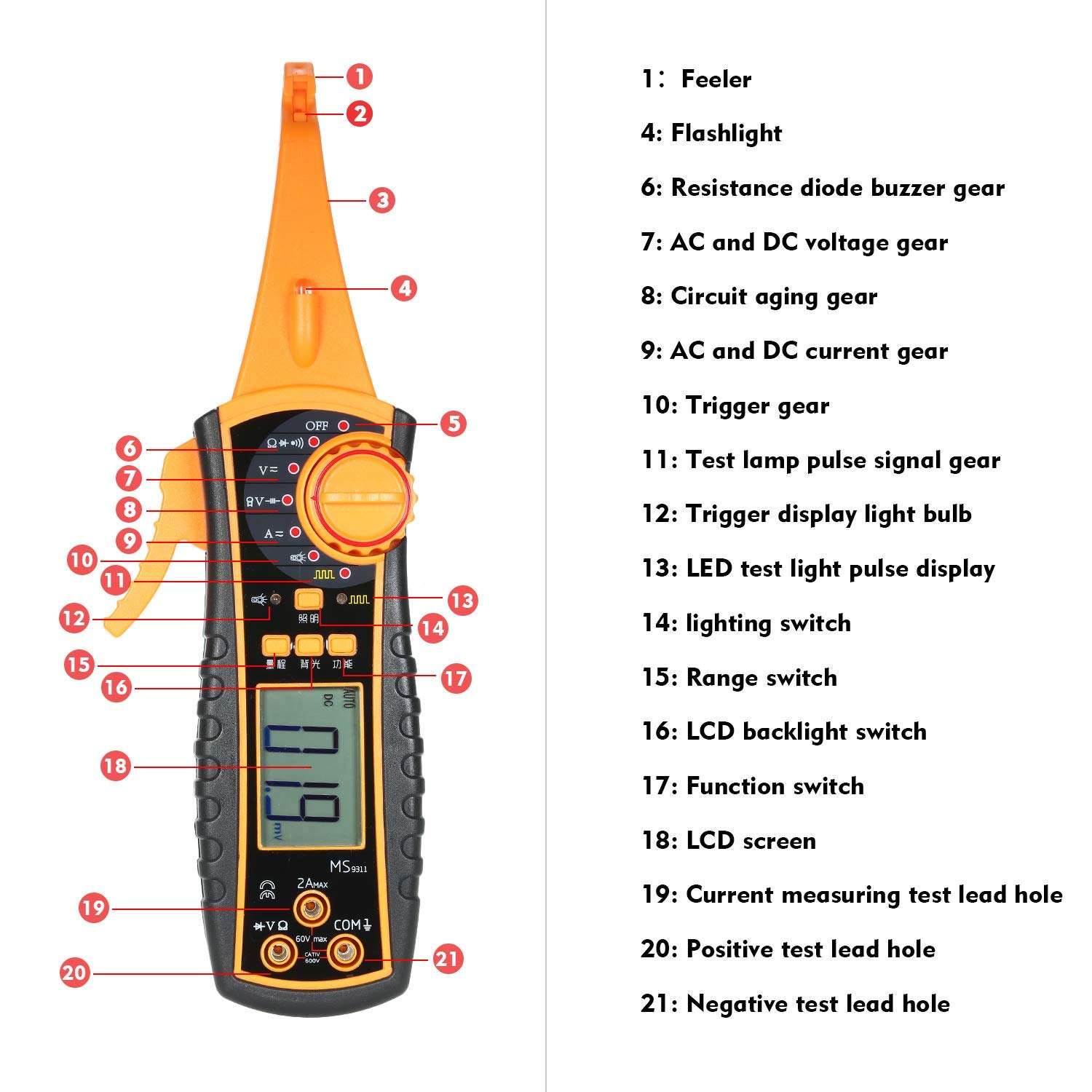 DS-Wang Multimeter Multi-Function Auto Circuit Detector Power Circuit Probe Kit Car Electric Circuit Voltage Tester Multimeter Car Diagnostics Tools 3