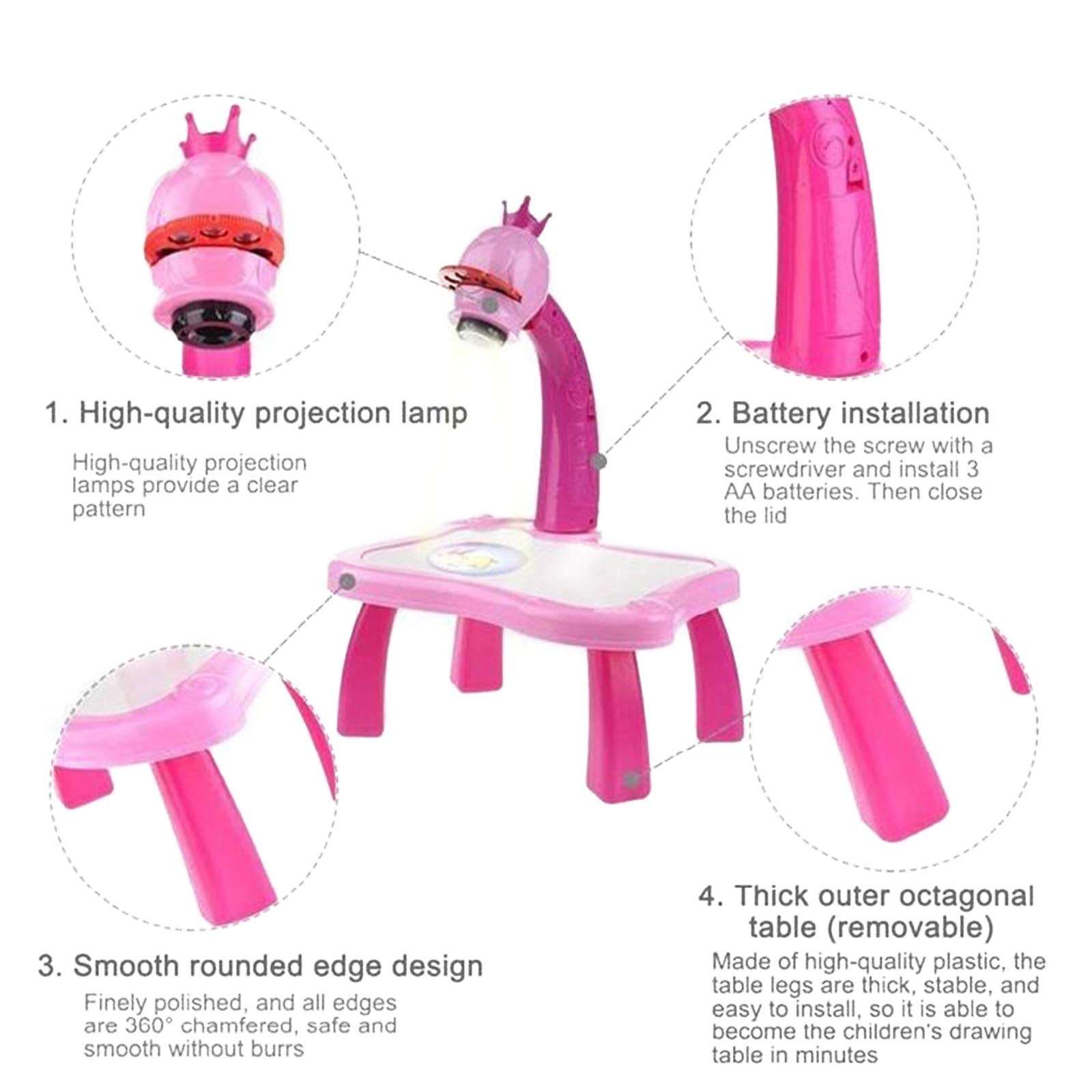 YWILLINK Kids Drawing Projector Table, Projecting Images to Help Kids Trace and Draw, Child Learning Painting Desk with Smart Projector with Light Music, ducational Toys for Boys and Girls 5