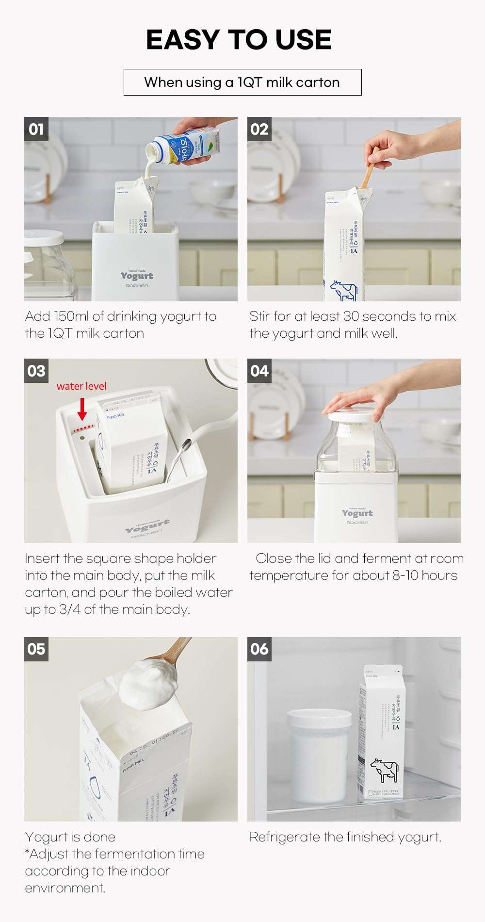 ROICHEN MINEW YOGURT MAKER, HOME MADE YOGURT, MADE IN KOREA, NON ELECTRIC, EASY YOGURT MAKING 5