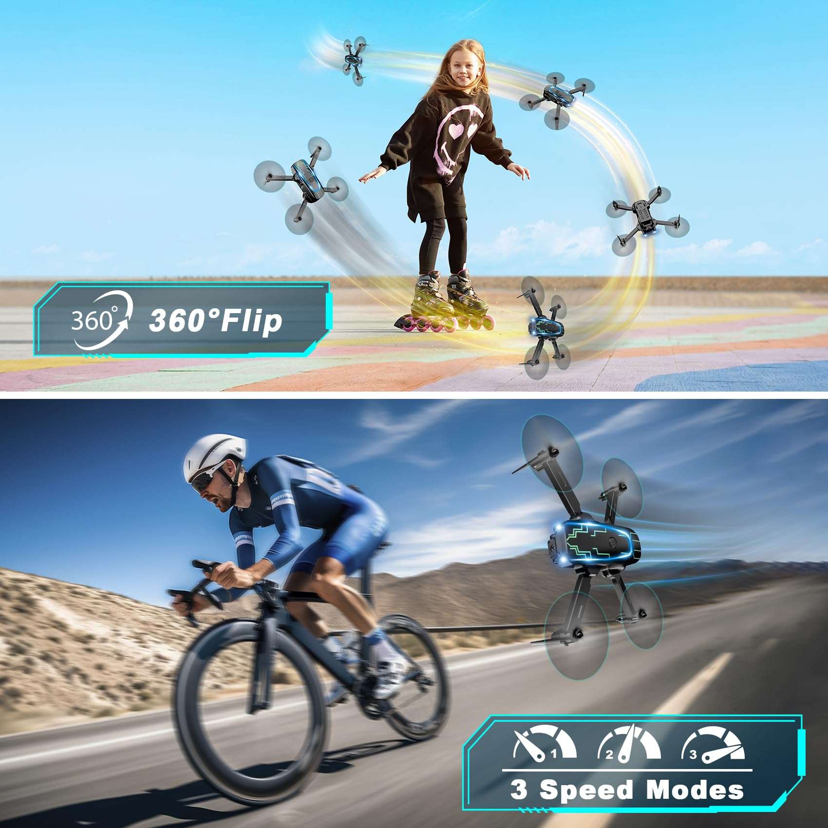 Mini Drone with Camera, Drones for Kids Adults, Boys Gifts, 1080P HD Foldable Drone with Gravity Control, Gestures Selfie, Altitude Hold, One Key Start, 3D Flips, 2 Batteries, Toy for Boys Girls 6