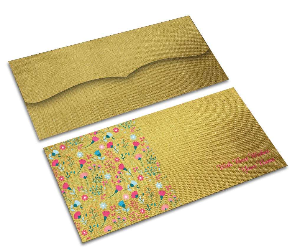 Brown Cloud Customised Exclusive Shagun/Money/Gift Envelope/Cover/Lifafa on GOLDEN TEXTURED PAPER for Gift/Festival with Personalized Text Message/Name (SEGOLDTEX BC 07) (Pack of 20) 2