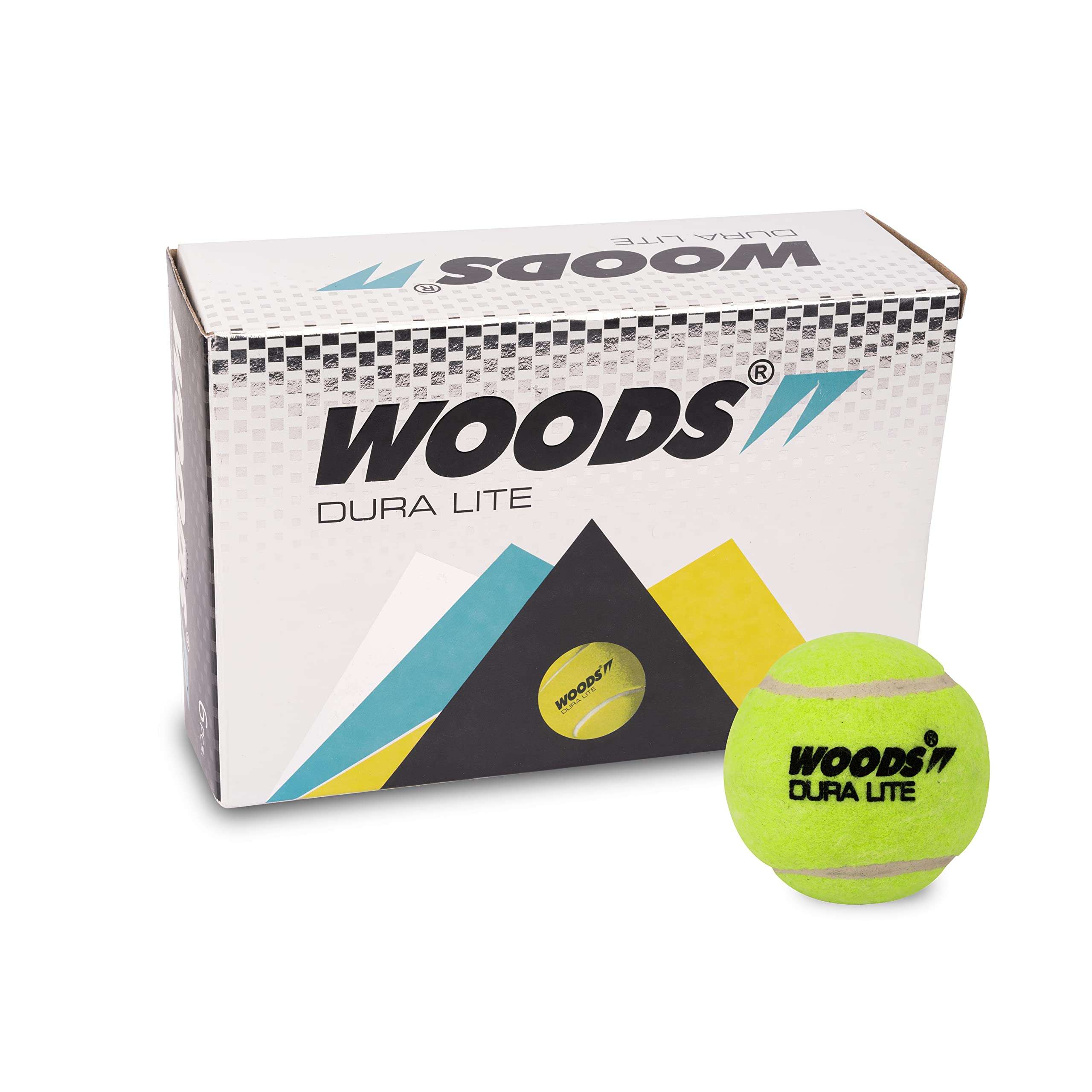 WOODS DURA LITE Cricket Tennis Balls, Yellow (Pack of 6) (6) 1