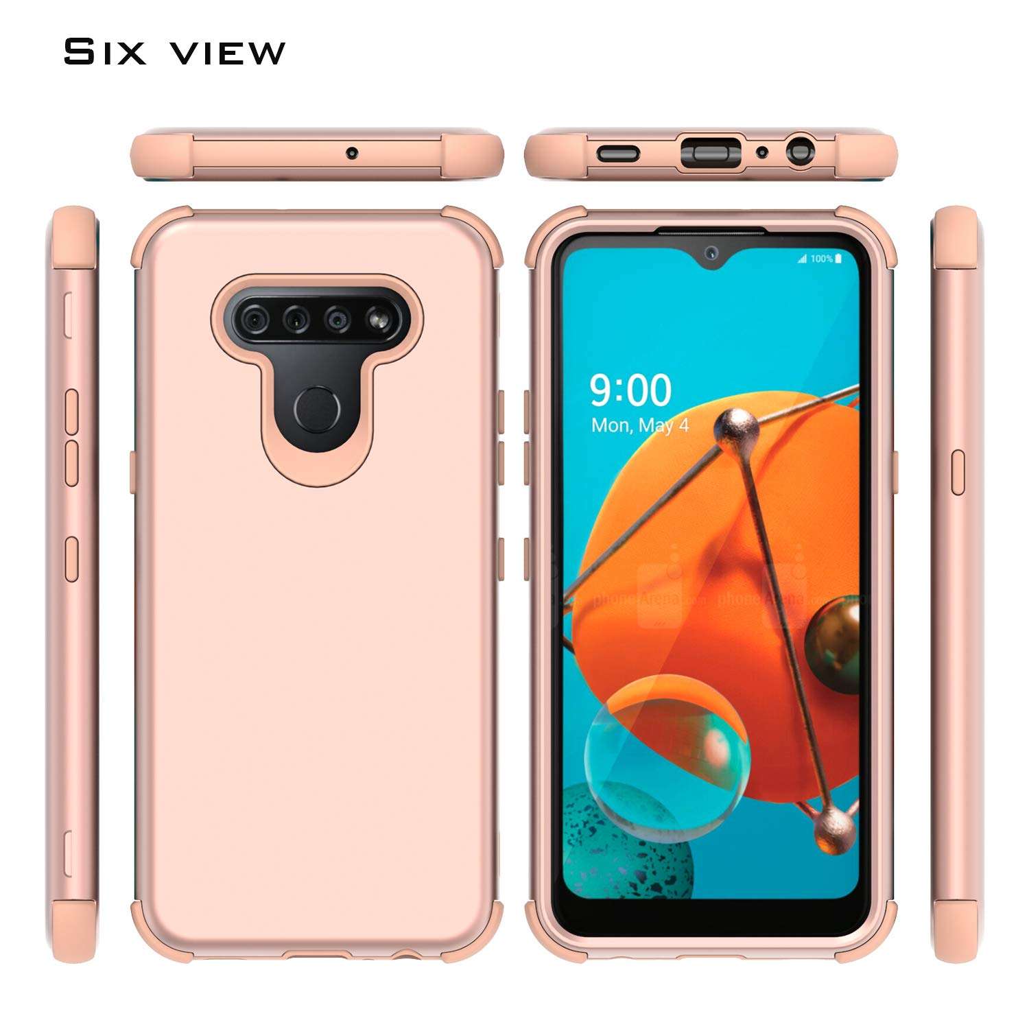EnCASEs 3 in 1 Full Body Armor Cell Phone Case for LG K51/Q51/LG Reflect, Heavy Duty Front & Back Hybrid Case, Shockproof Bumper Case Cover, Rose Gold 2