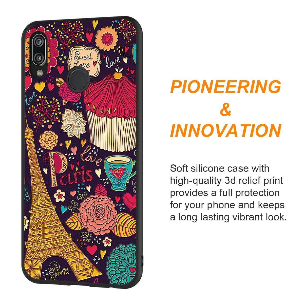 Yoedge Case for Huawei P20 Lite, Slim Soft Silicone Gel TPU Case Shockproof Luxury 3D Relief Floral Printing Pattern Back Cover Bumper for Huawei P20 Lite (Tower) 2