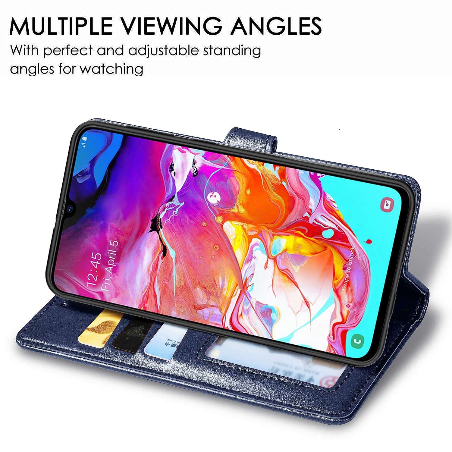 Design for Samsung Galaxy A70/A70s Wallet Case with Credit Card Holder Slot PU Leather Phone Cases Stand Kickstand Folio Flip Protective Cover for Samsunga70 Galaxya70s A 70 70A Women Men Girls Blue 4