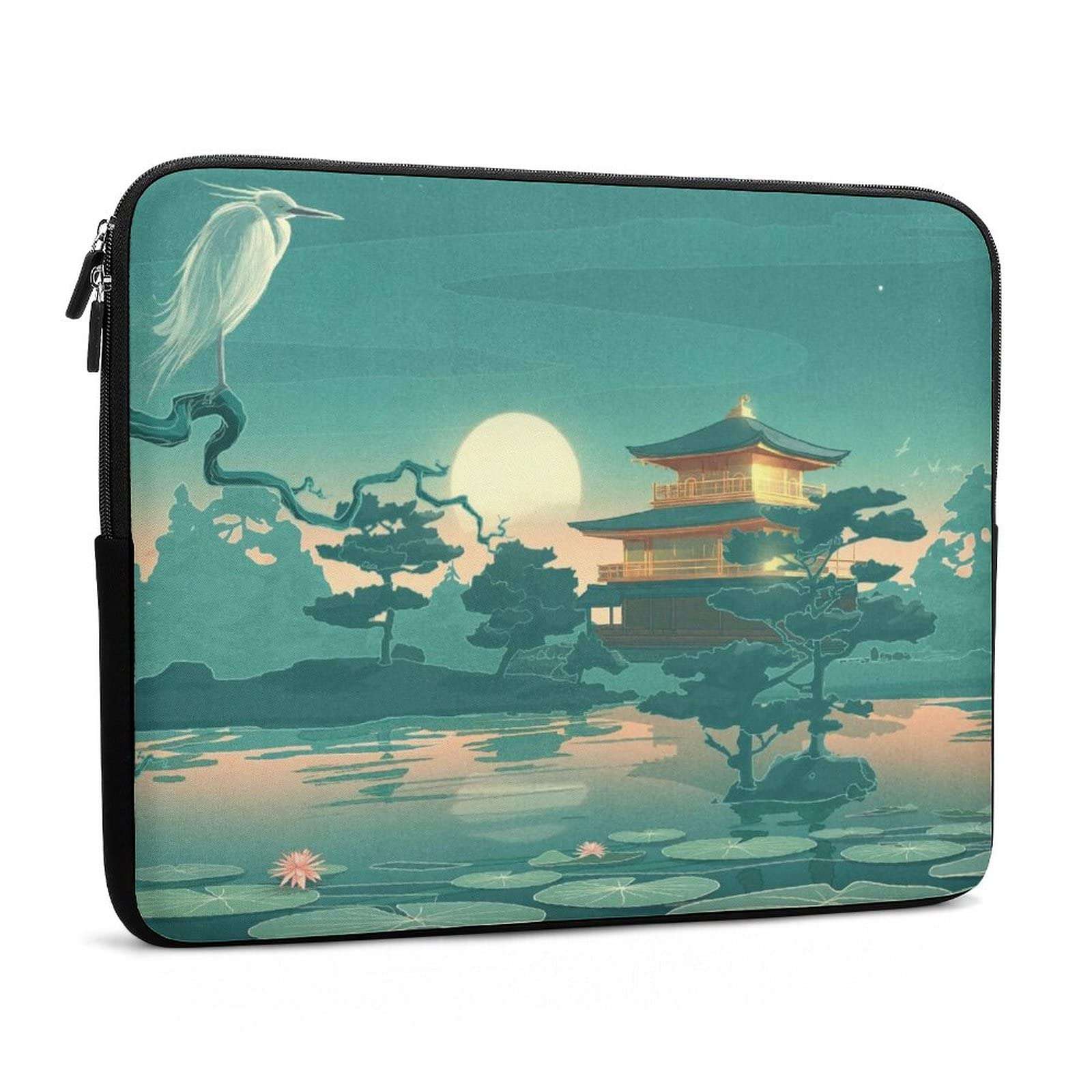 Japanese Anime Palace Moon Lotus Pond Laptop Cover Case Protective Laptop Sleeve Bag Briefcase Carrying Case for Men Women 17inch 4