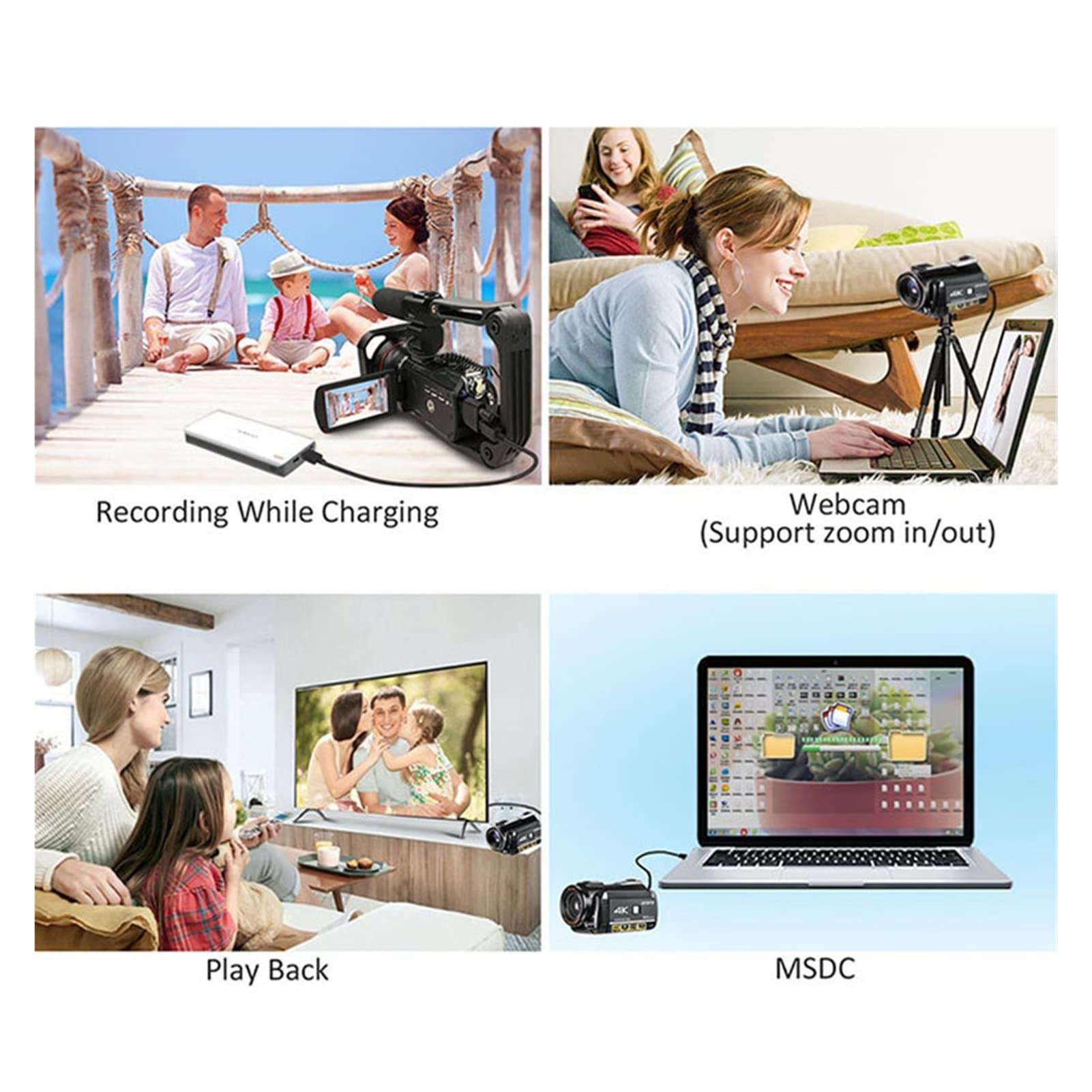 PACUM Video Camera 4K Camcorder Professional Digital Vlogging Camera Recorder, AC3 Vlog Cameras Filmadora with Microphone 64GB SD Card, Black, 1005001762636961 5