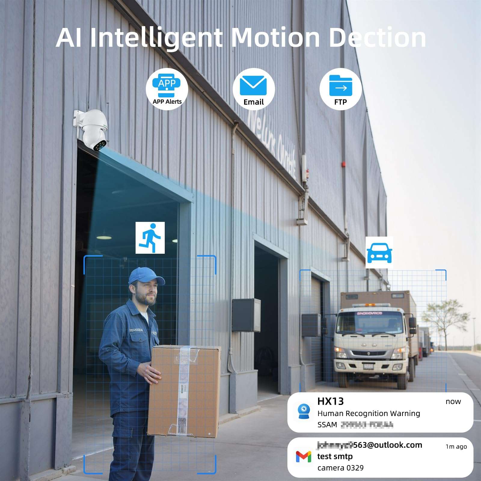 SV3C 4K PTZ POE Camera, WiFi Security Camera Outdoor, Dual Network Support, Auto Tracking, Color Night Vision, Human/Vehicle Detection, 2-Way Audio, Waterproof, SD Card Recording, CamHiPro App, PC 4