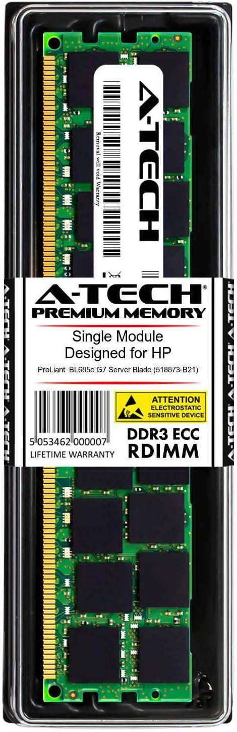 A-Tech 16GB for HP ProLiant BL685c G7 Server Blade (518873-B21) (1 x 16GB) PC3-12800 (DDR3-1600) ECC Registered RDIMM 240-Pin 2Rx4 1.35V Server Memory RAM 2