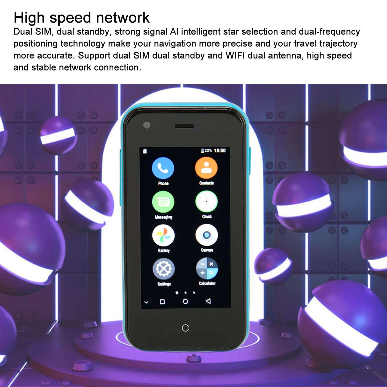 3G Mini Smartphone, MTK6580 CPU 2.5 Inch Soyes D18 Mini Mobile Phone for Home (Blue Rose) 6