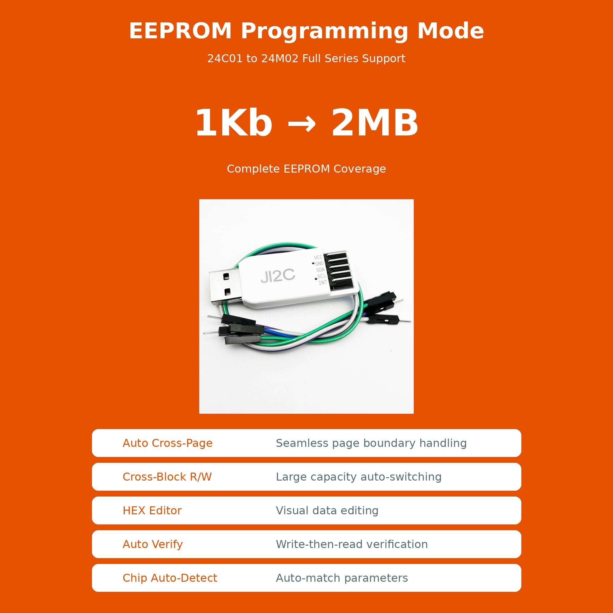 Pibiger JI2C USB to I2C Adapter & EEPROM Debugger | Multi-Device Support, Real-Time Curve Plotting, Fast Read/Write for I2C Registers - Windows Compatible 5