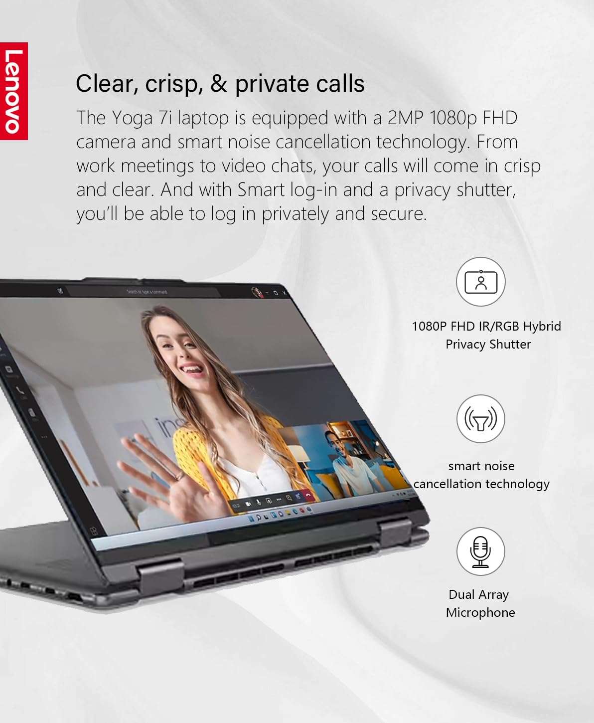 Lenovo Yoga 7i 2-in-1 Laptop, 14" 2.2K IPS Touchscreen, Intel Core i5-1335U (10 core), 8GB RAM, 2TB SSD, Intel Iris Xe Graphics, Backlit Keyboard, Wi-Fi 6E, Windows 11 Home, Storm Grey, W/GaLiMu 4