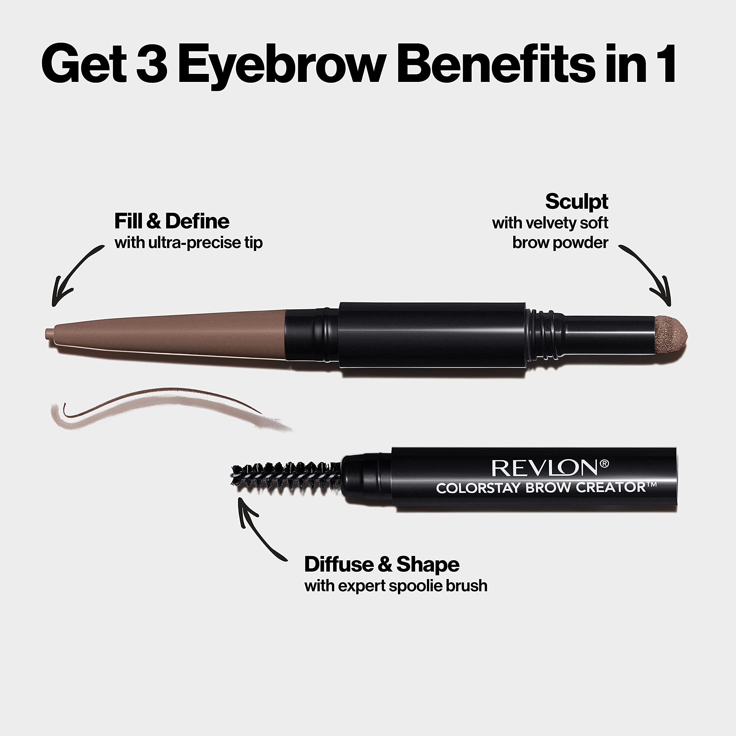 Revlon Eyebrow Pencil & Powder, ColorStay Brow Creator 2-in-1 Eye Makeup with Spoolie, Longwearing with Precision Tip, 610 Dark Brown, 0.23 Oz 4