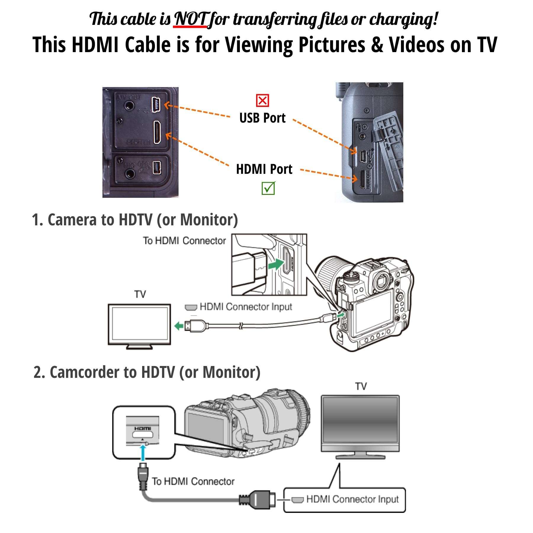 ienza HC-E1 HDMI Adapter Cable for Nikon Cameras, Compatible with Nikon D3500, D5600, Z6, D7500, D750, D850, D5300 and More (See Complete List of Compatible Models Below) 2