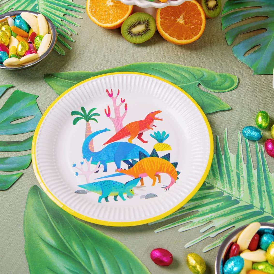 Talking Tables Dinosaur Paper Plate 23Cm 8Pk, Mixed colors 2
