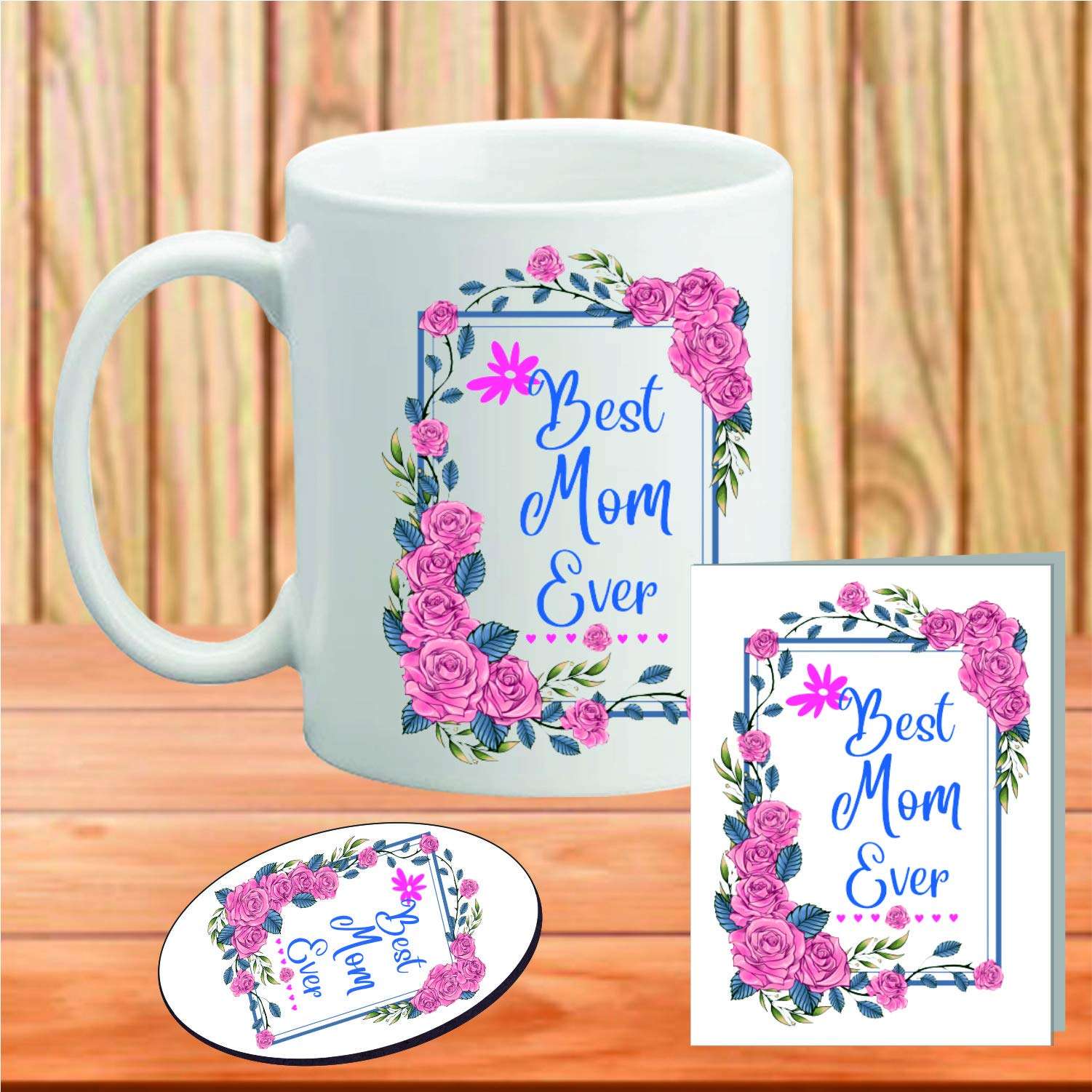 PICRAZEE Gift for MOM | Mummy | Mother Birthday Gift | Women's Day Combo (1 Printed Coffee Mug, 1 Printed Fridge Magnet, 1 Greeting Card)(MFG) 1