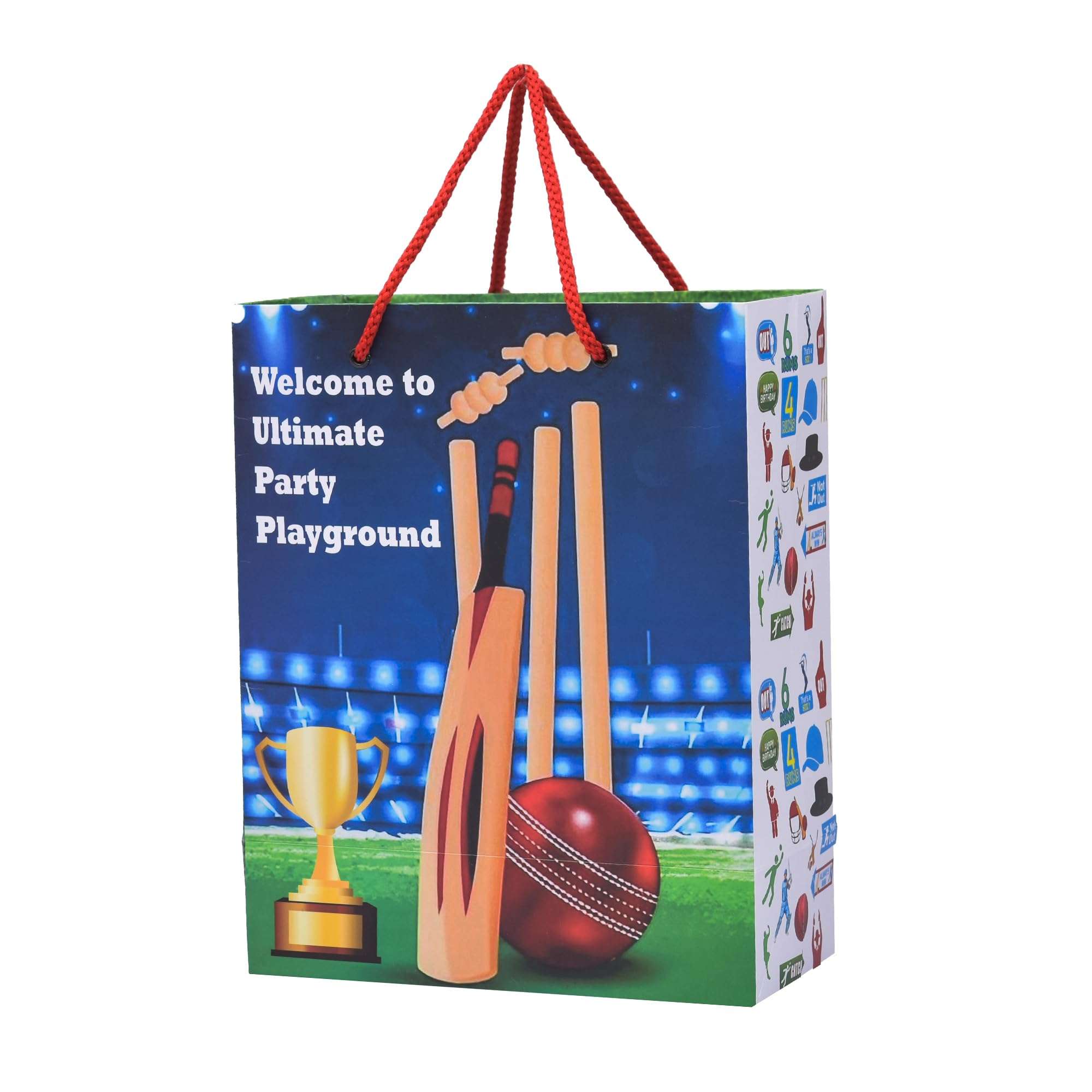 PPJ ® -HAPPY BIRTHDAY CRICKET PARTY (CARTOON THEME) (30 Pcs.) PAPER CARRY BAG, 10 Inch X 8 Inch X 4 Inch RETURN GIFT/HAPPY BIRTHDAY/RETURN GIFTS/GIFTS/GIFT BAGS/GIFT COVERS (Pack of 30) 3