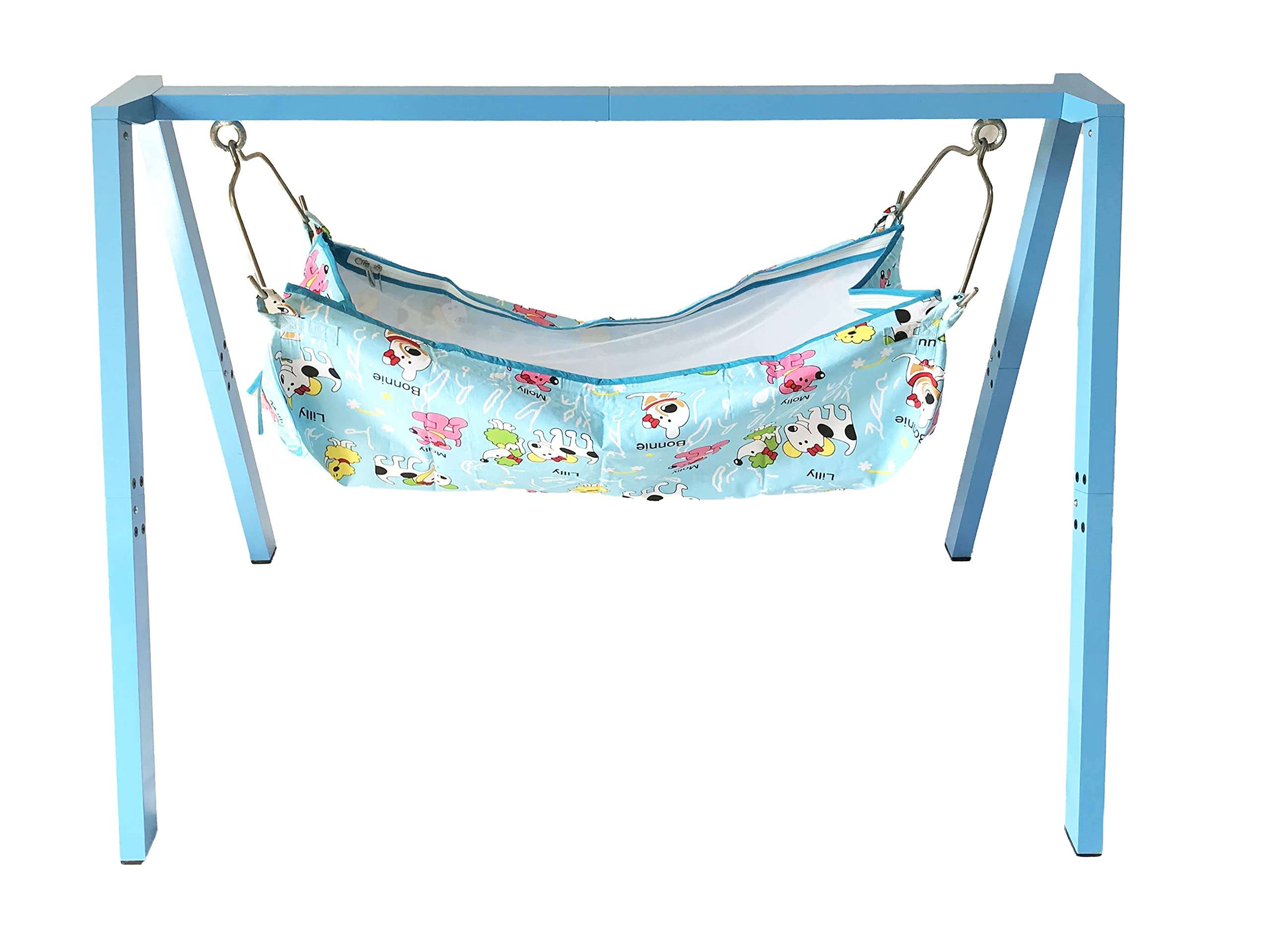 SCHLAF BABY New Born Foldable Metal Cradle [2000_Blue] 1