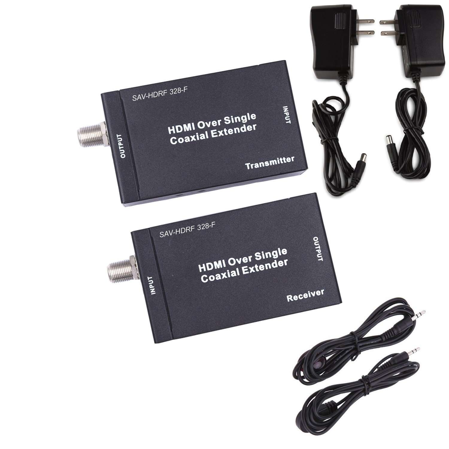 SPECIALTY-AV HDMI + IR Over Single 75ohm RG-6U Coax Cable Extender Balun Sender Receiver with F Connection