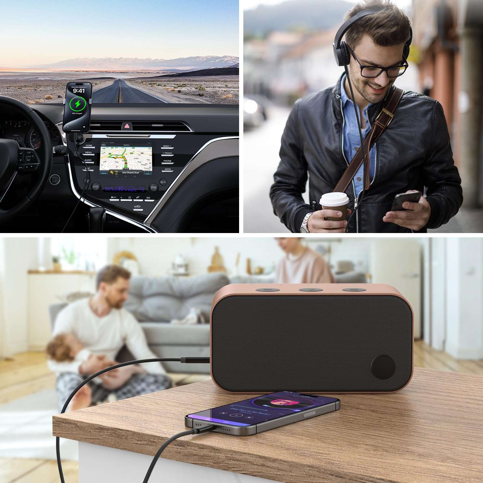 2 Pack Aux Cord for iPhone 16, USB C to 3.5 mm Headphone Jack Car Stereo Aux Audio Adapter for iPhone 16/16 Plus/16 Pro/16 Pro Max/15/15 Plus/15 Pro/15 Pro Max to Car Home Stereo Speaker Headphone 6