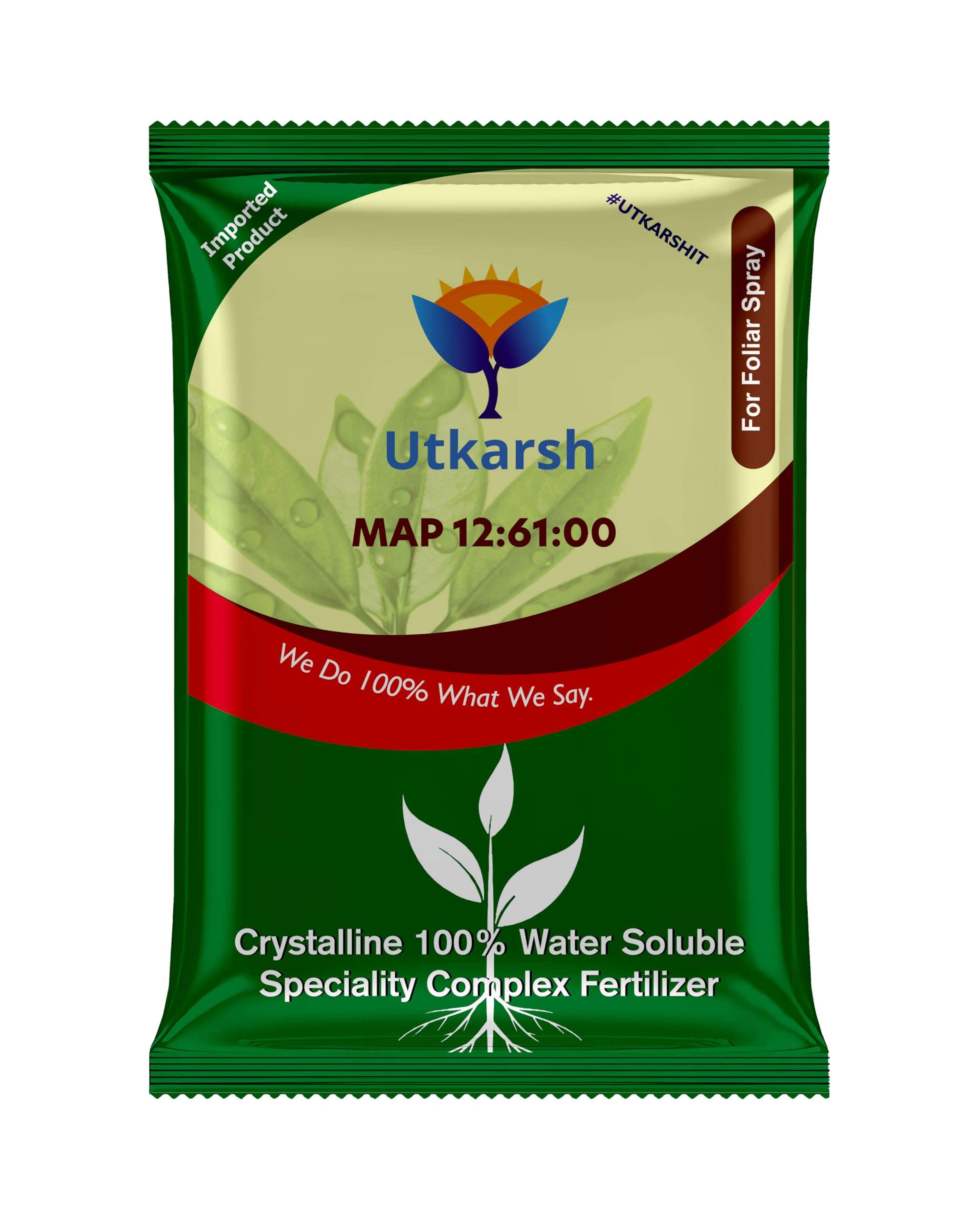 Utkarsh MAP 12 61 00 - Mono Ammonium Phosphate, NPK Fertilizers for Plants Growth & Home Garden | 100% Water Soluble Powder, Foliar Spray Nutrition (900 gm; Pack of 1) 1