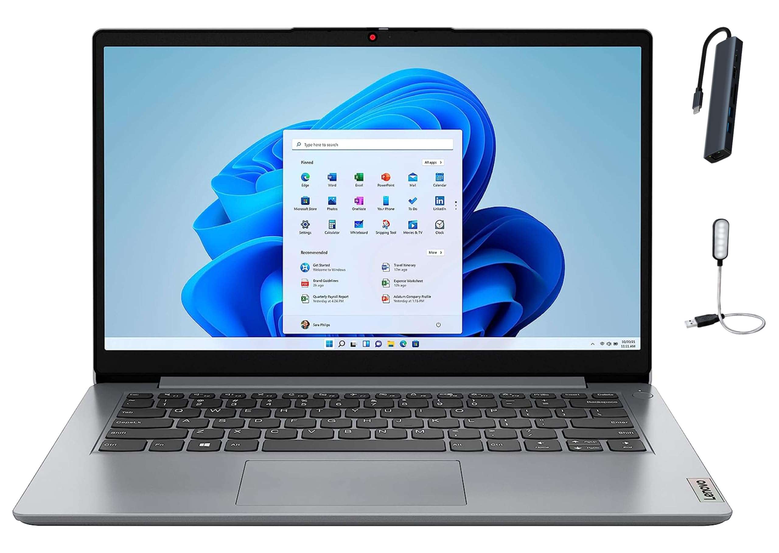 Lenovo IdeaPad 1 14 Laptop, 14.0 inch HD Display, Intel Celeron N4020, 1.1 GHz, 4GB RAM, 64GB eMMC + 1TB M.2 PCIe SSD, Intel UHD Graphics 600, WiFi 6, Win 11 in S Mode, Cloud Grey + Accesories