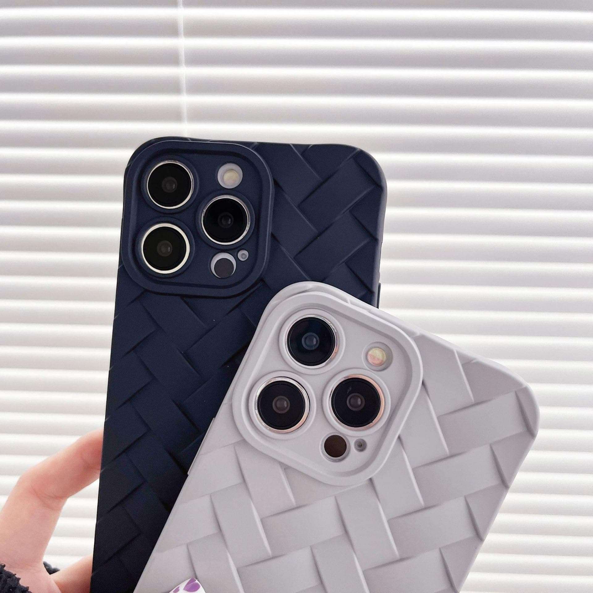 Retro Weave Pattern Solid Color Phone case, TPU Material, Simple and Atmospheric, Anti-Drop, Color Variety, for iPhone 15 14 13 12 11 Pro Max Plus Phone case (Green,iPhone 12 Pro) 6