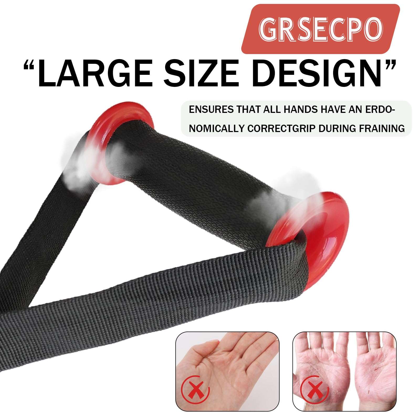 Heavy-Duty Non-Slip Grips for Bands & Cables Super Comfort-Cushioned Handles Upgrade Strength Training,Home Gym & Rehab Secure Grip,Black and Red 4