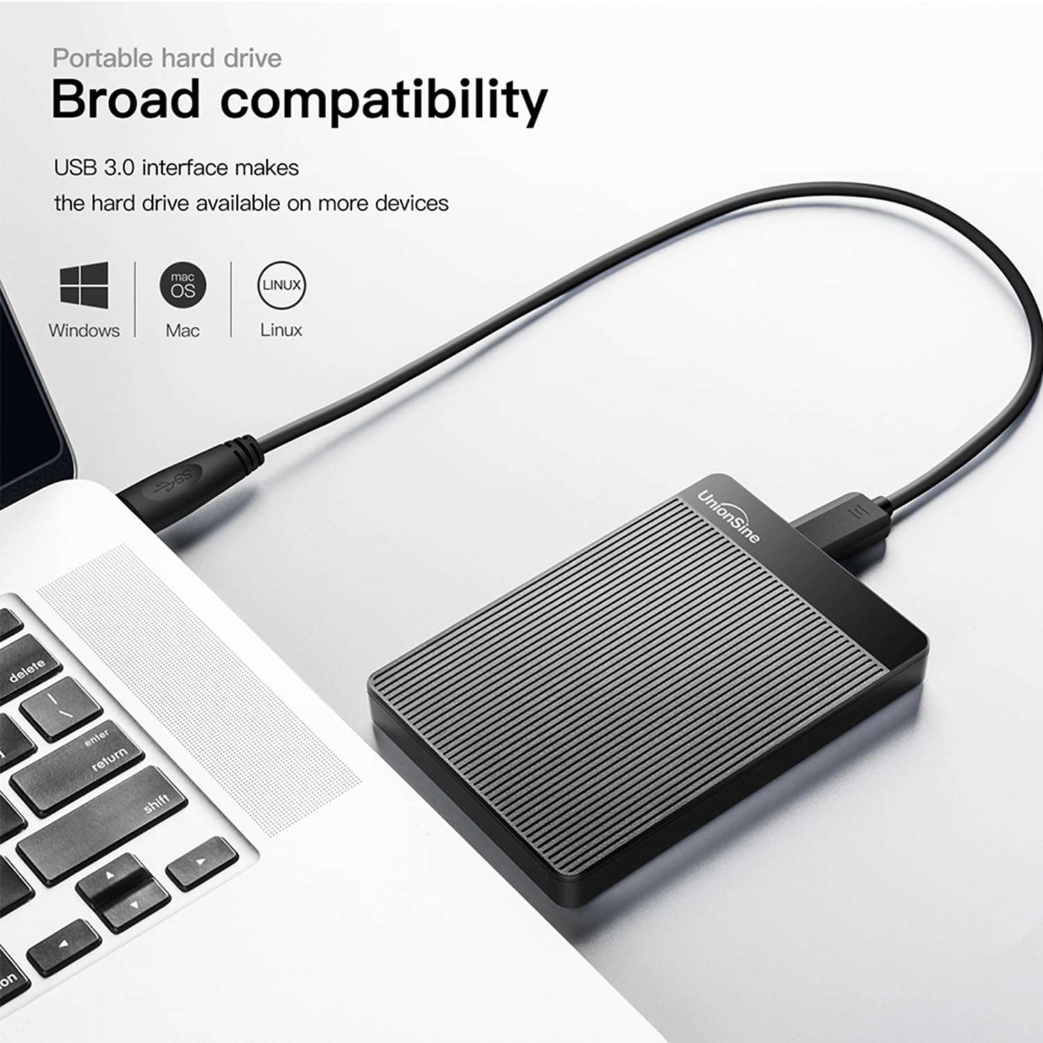 UnionSine External Hard Disk Drive 1TB Portable HDD-USB 3.0 Compatible with PC, Mac,Desktop, Laptop, Xbox One, Xbox 360, PS4 Black 3
