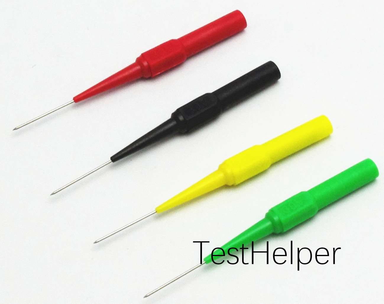 TestHelper TP161-5 Insulation Piercing Needle Non-destructive Test Probes Red/Black/Yellow/Green/Blue Mini Back Probe/Wire Piercer 4mm Banana Socket 30V 5