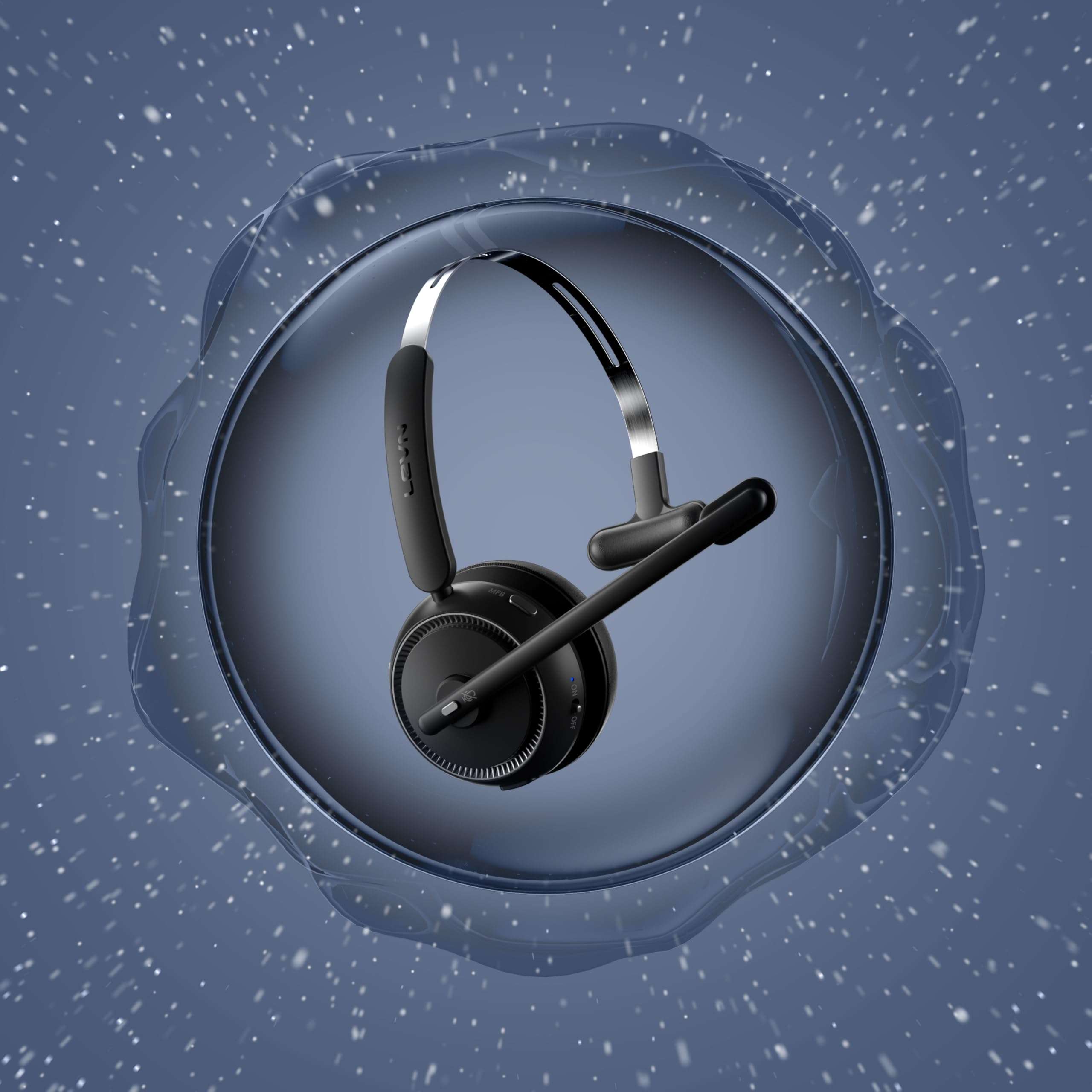 LEVN Wireless Headset 5.2, Wireless Headset with Mic for Work with(Noise Cancelling),Bluetooth Headphones for Work from Home/Office/PC/Computer/Center(Black) 3