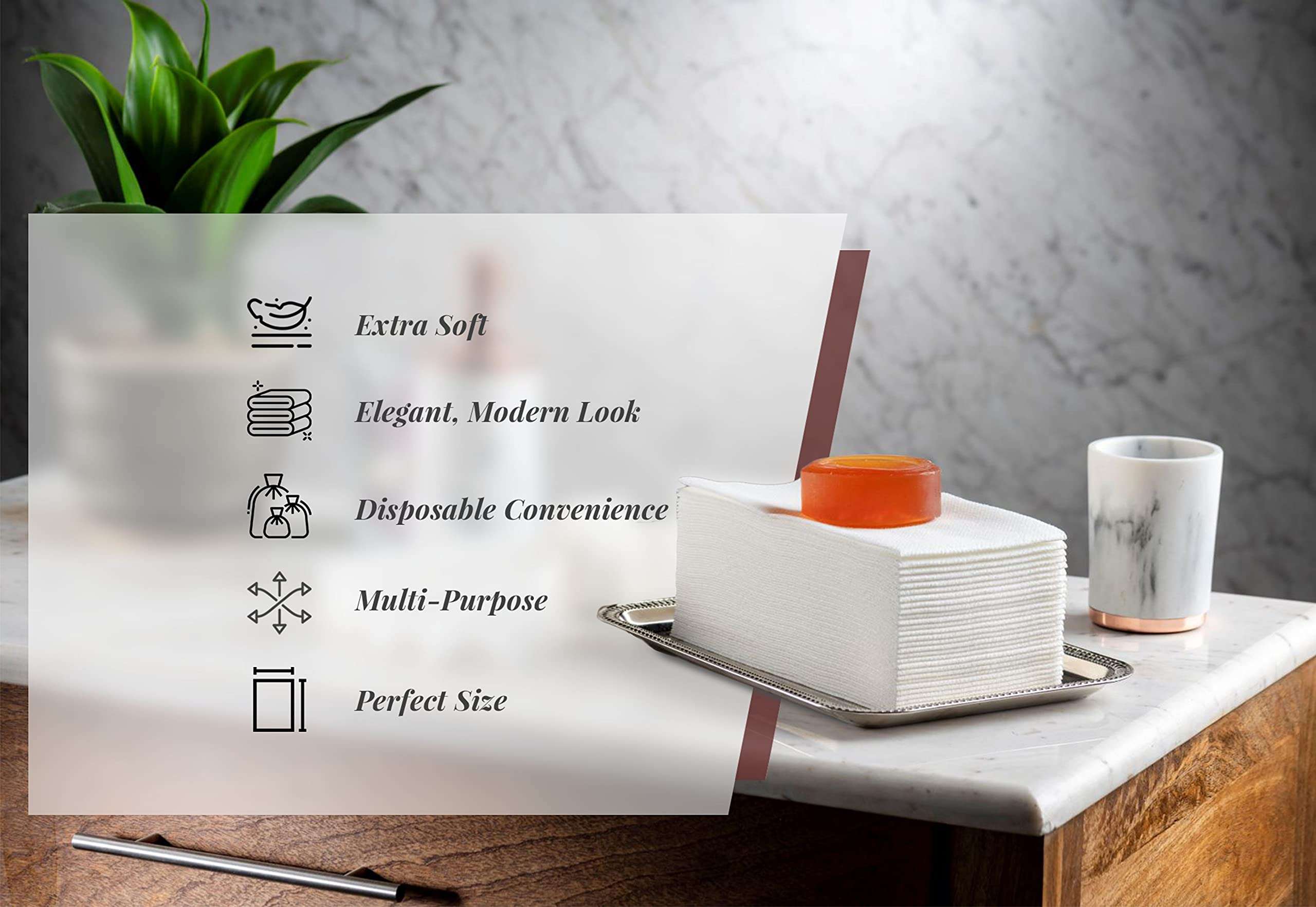 Lintext Disposable Linen-Feel Guest Towels - 12" x 17" Cloth-Like Hand Towels - Soft And Absorbent Paper Napkin For Bathroom, Kitchen, Or Event [Extra-Soft - Pack of 200] 2