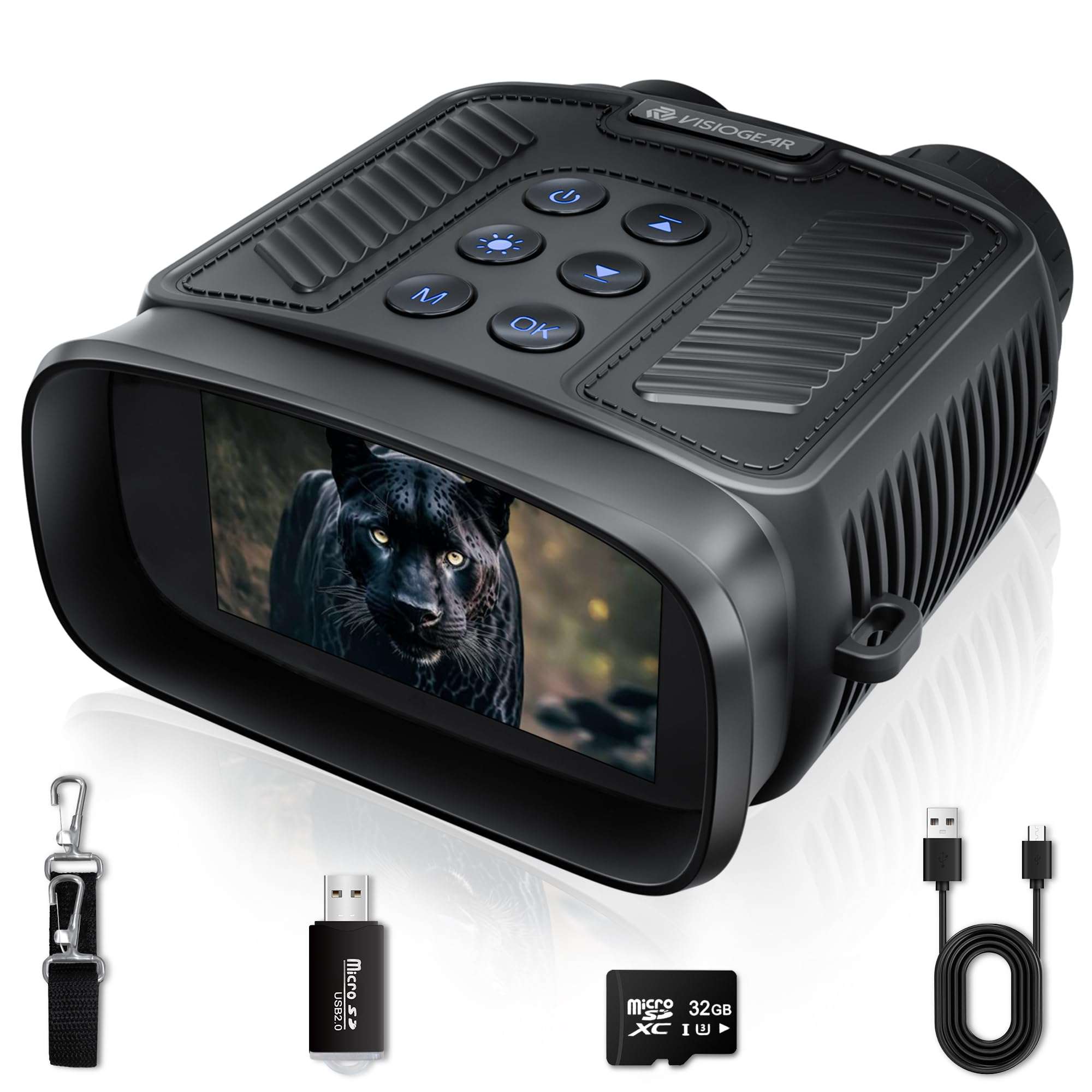 VISIOGEAR Night Vision Goggles - NOVA 4K Night Vision Binoculars for Adults, 3“ HD Screen Binoculars with 7 Levels Infrared 32GB Card Included Perfect for Camping & Security, Black