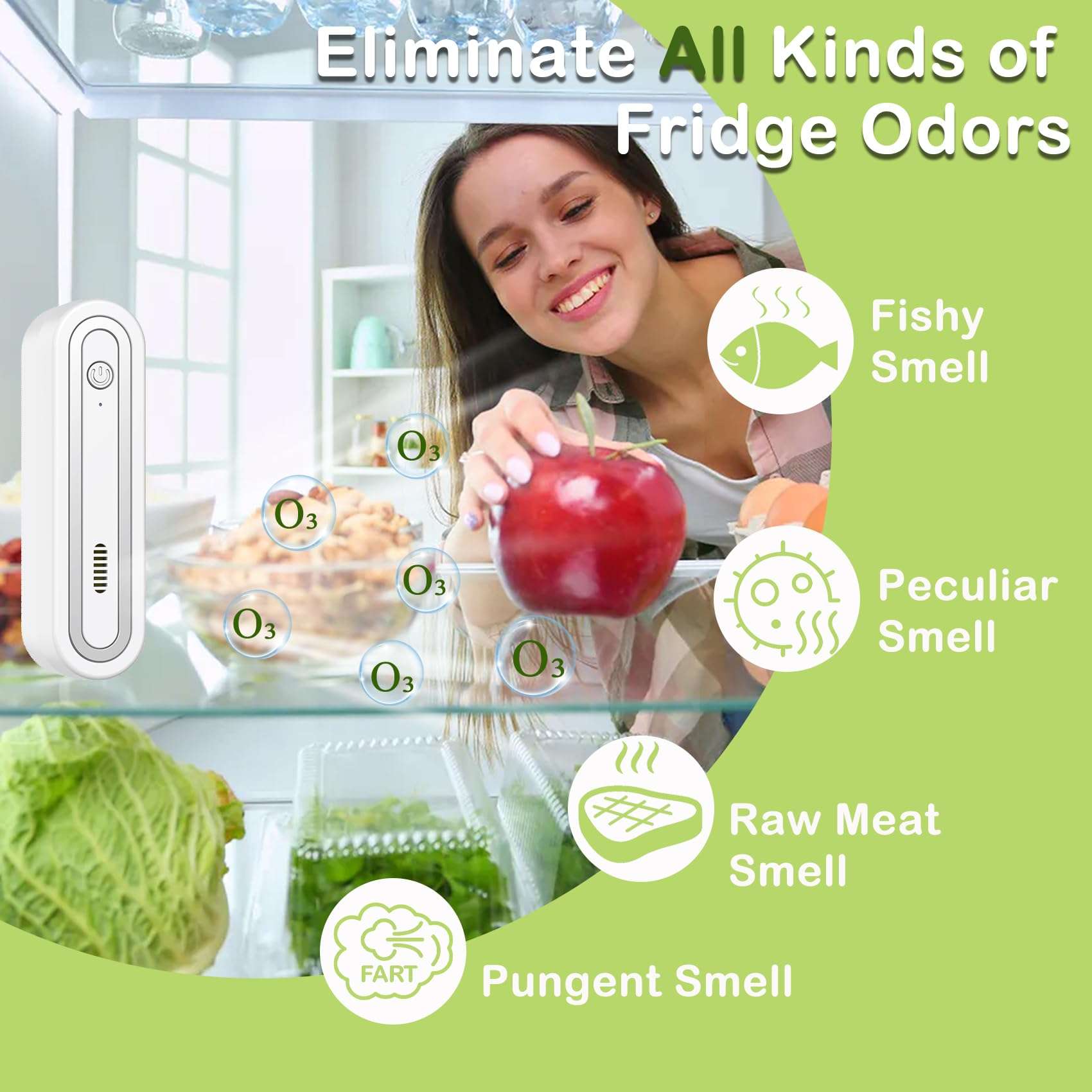 Mini USB Fridge Deodorizer, Portable Rechargeable Refrigerator Deodorizer, Reusable Refrigerator Odor Eliminator Used for Fridge, Car, Closet, Wardrobe 3